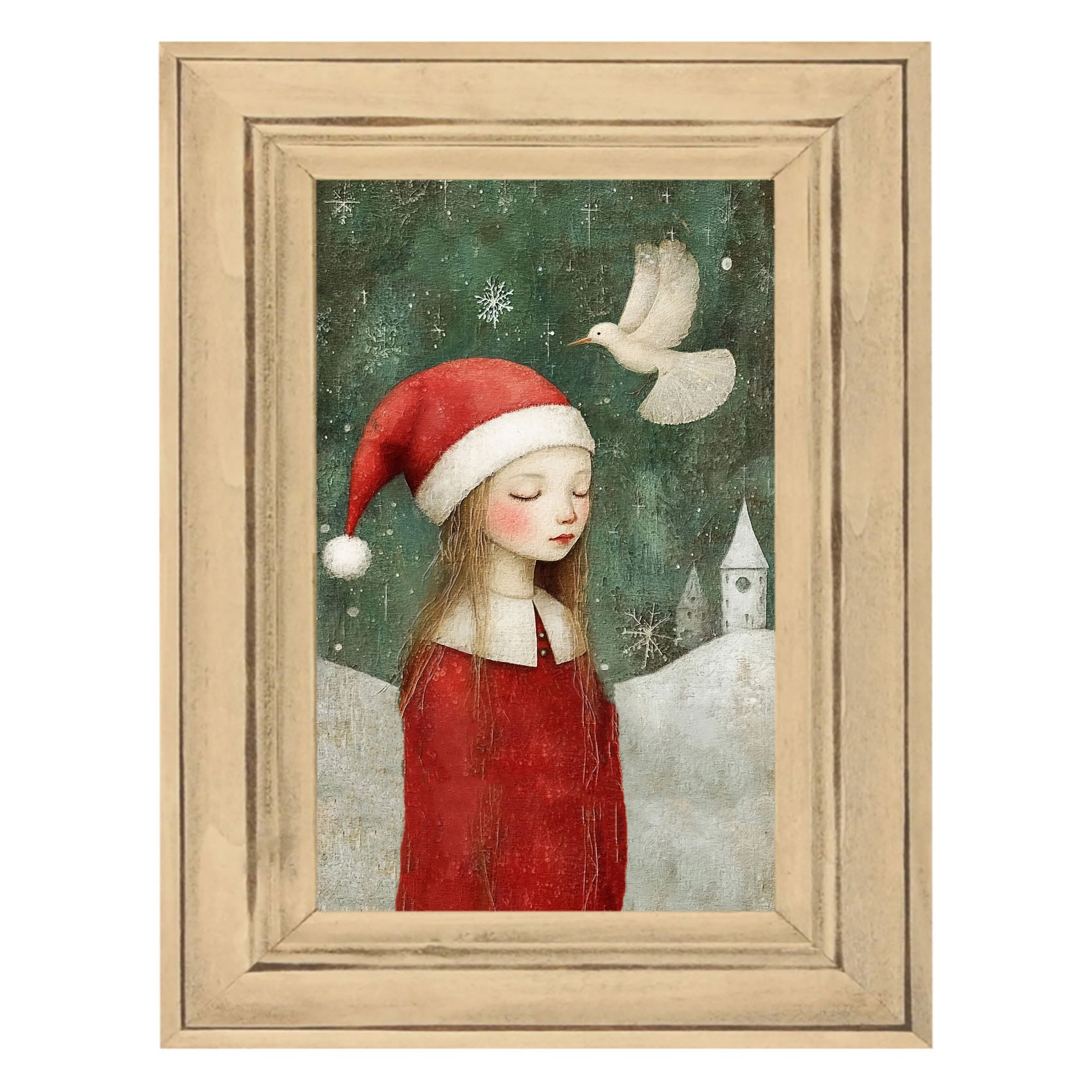 Christmas girl with dove