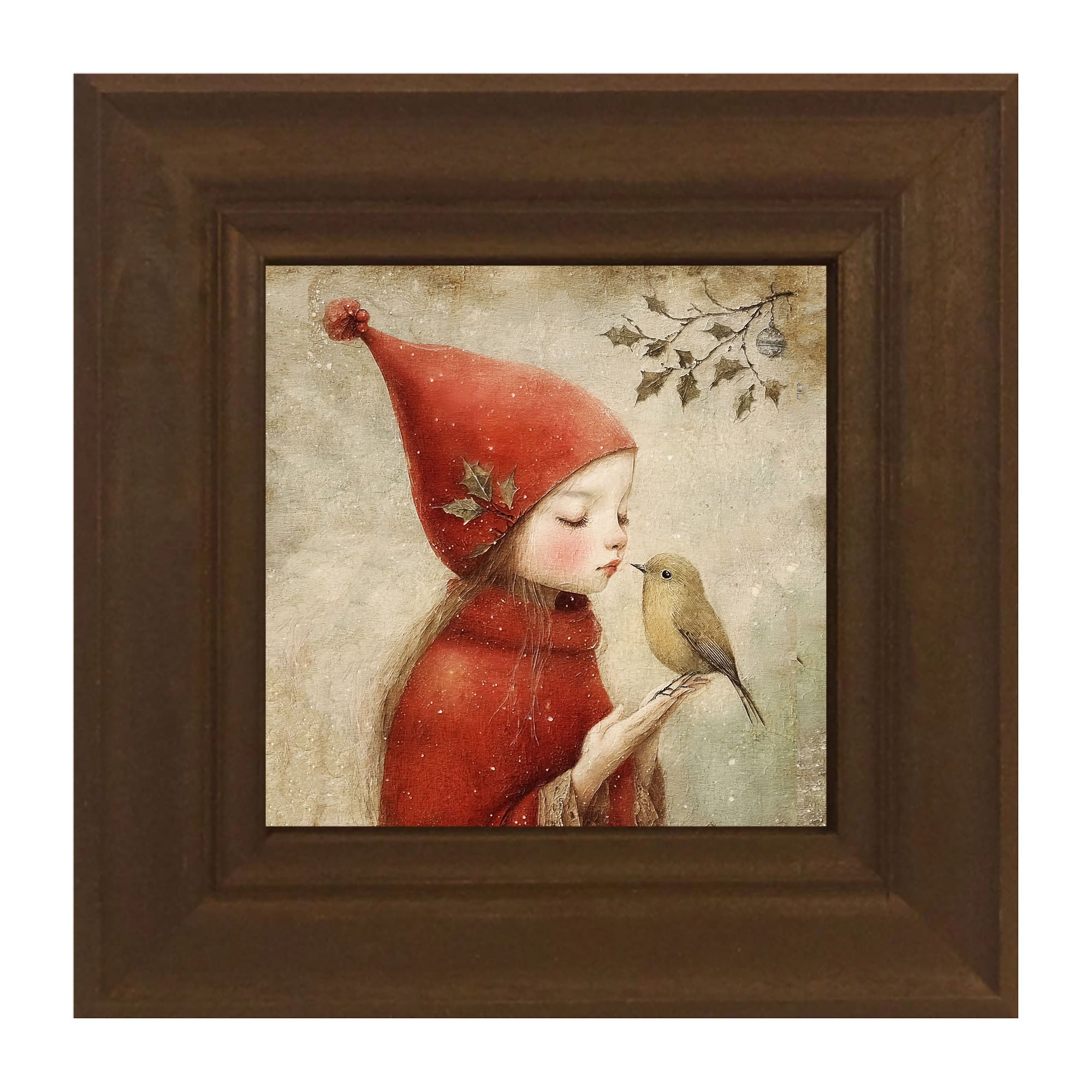 Christmas girl with bird