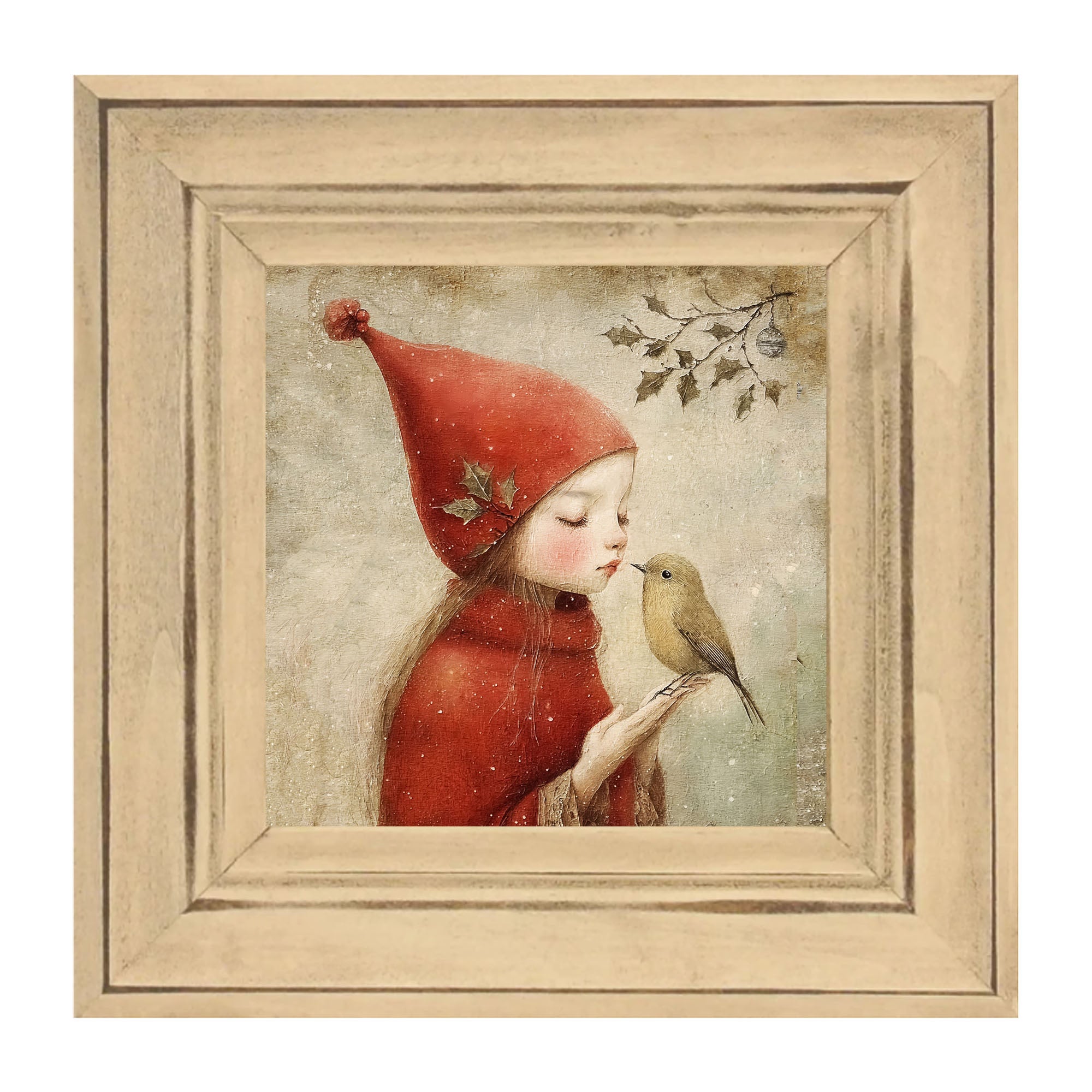 Christmas girl with bird
