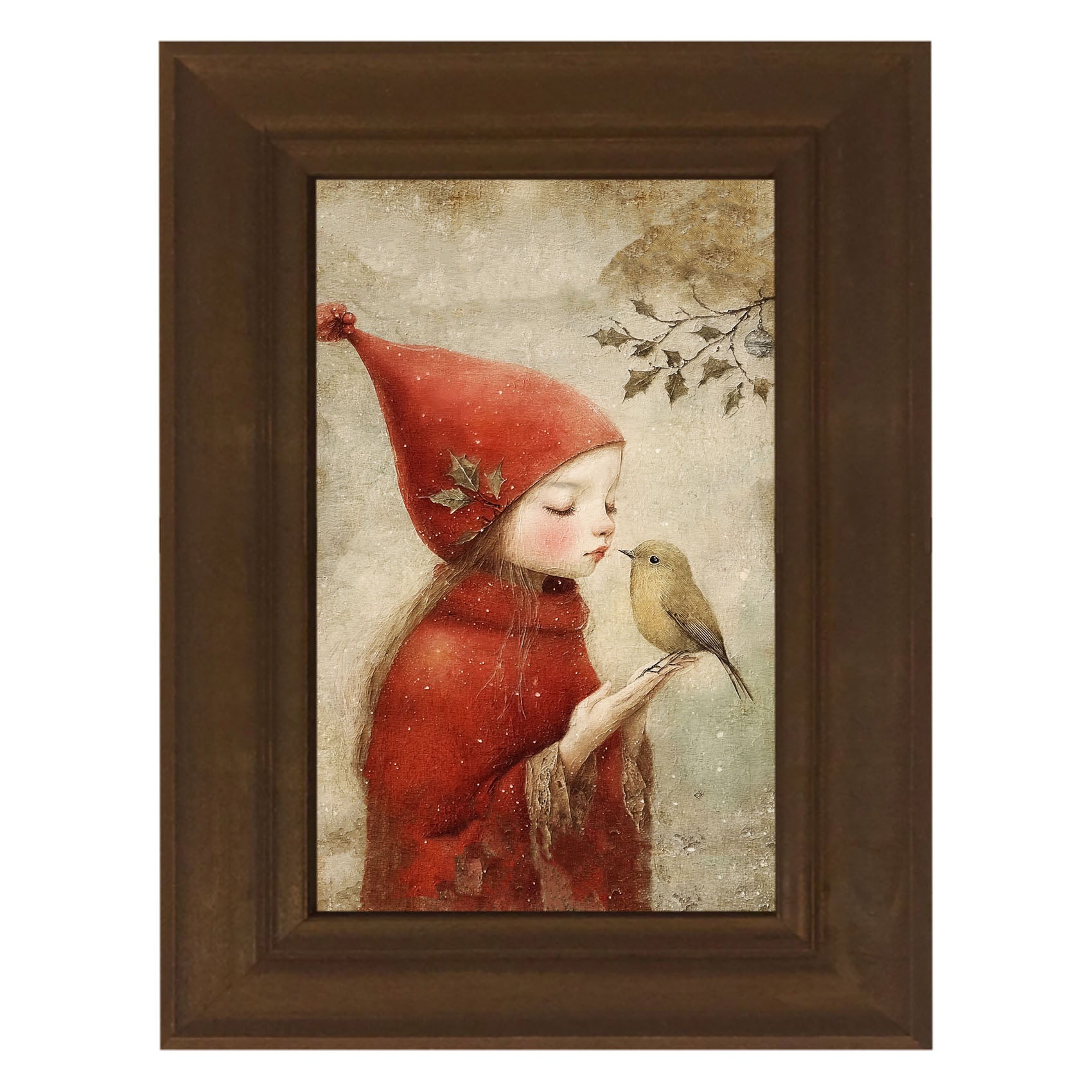 Christmas girl with bird