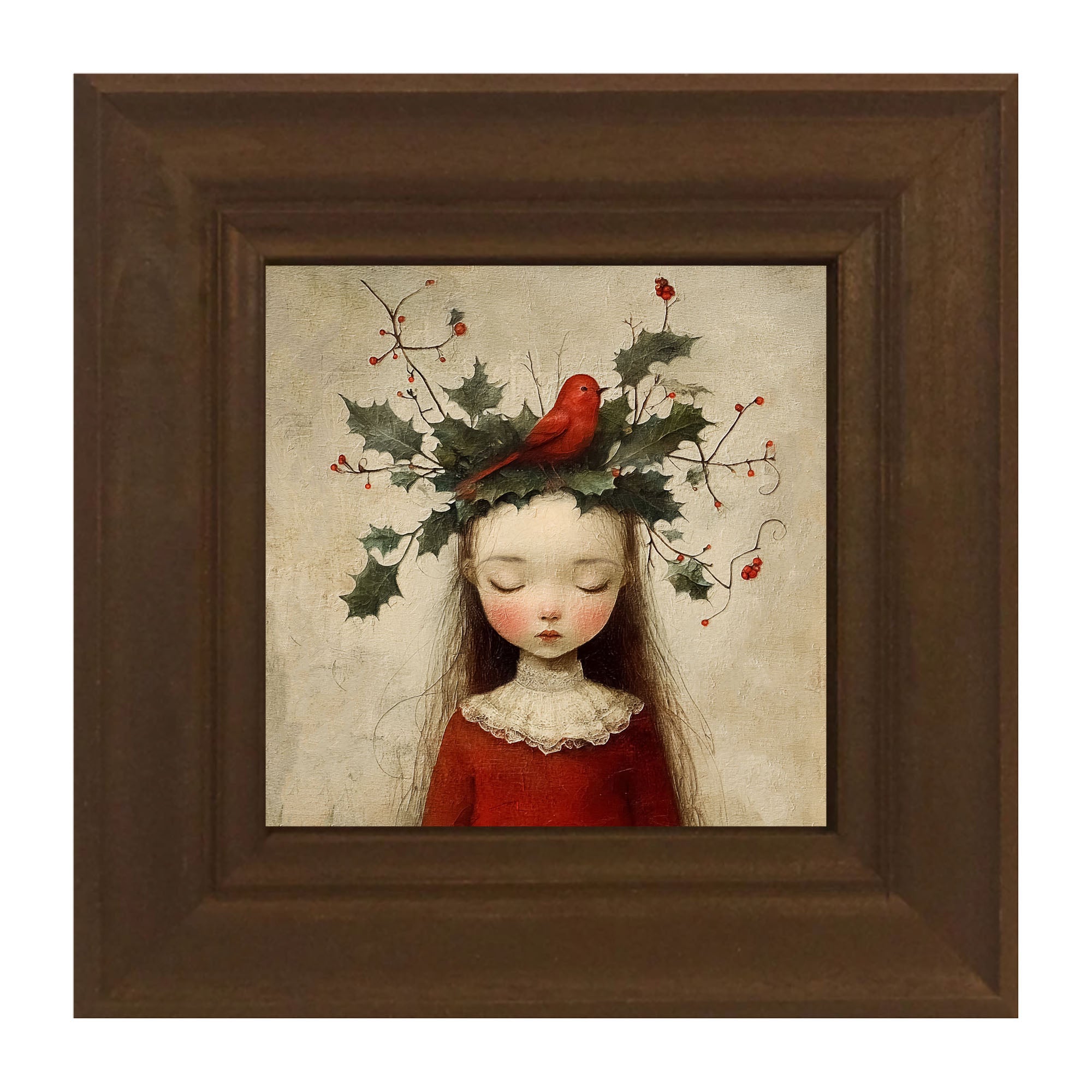 Christmas Girl with Cardinal