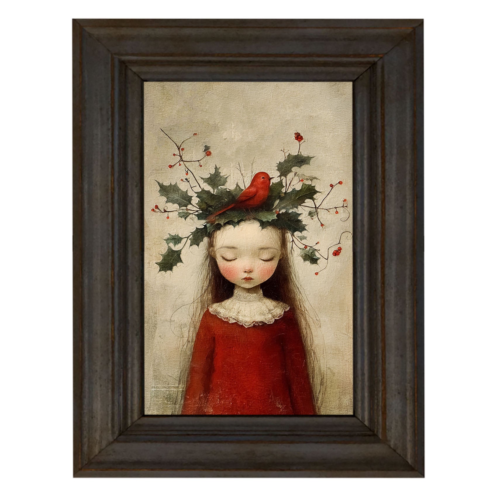 Christmas Girl with Cardinal