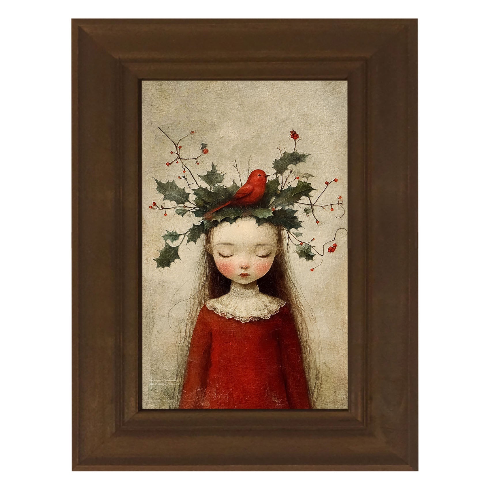 Christmas Girl with Cardinal