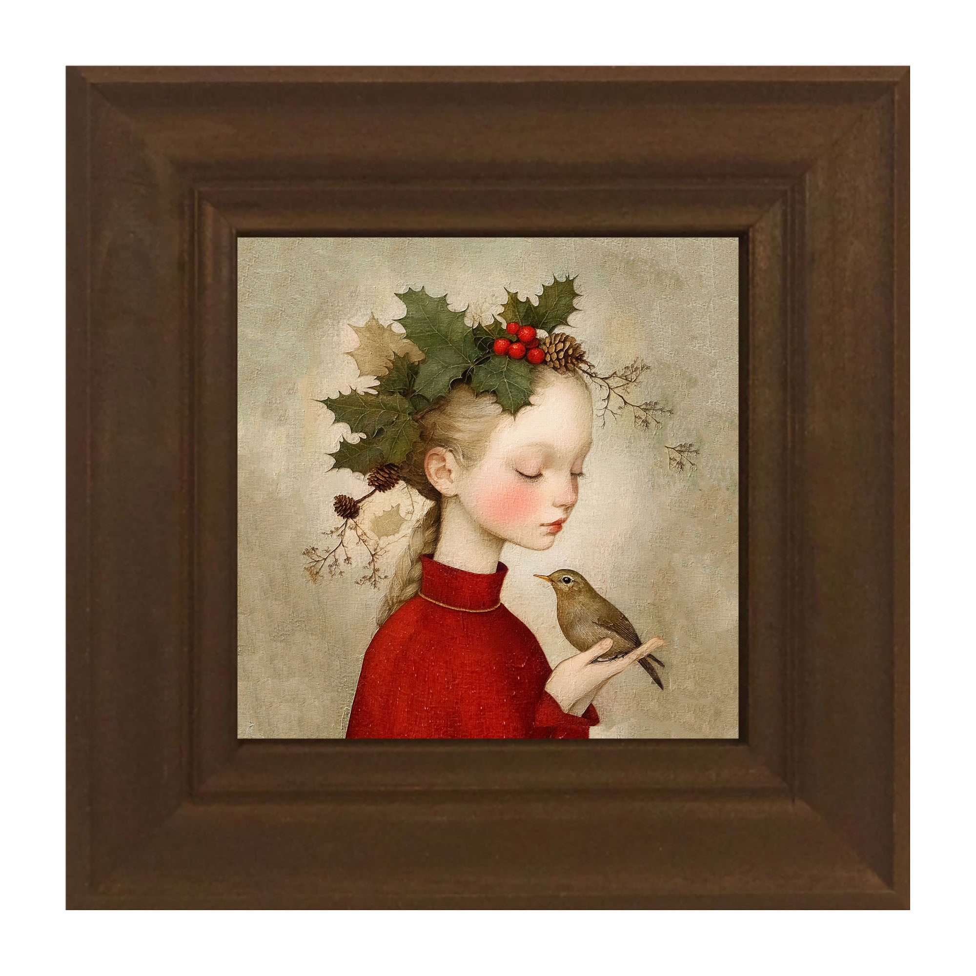 Girl with Holly and Bird