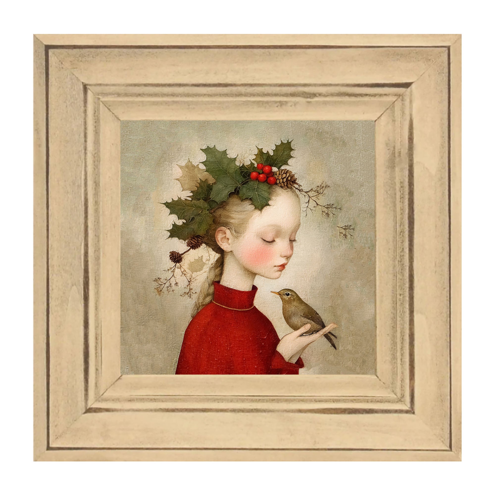 Girl with Holly and Bird