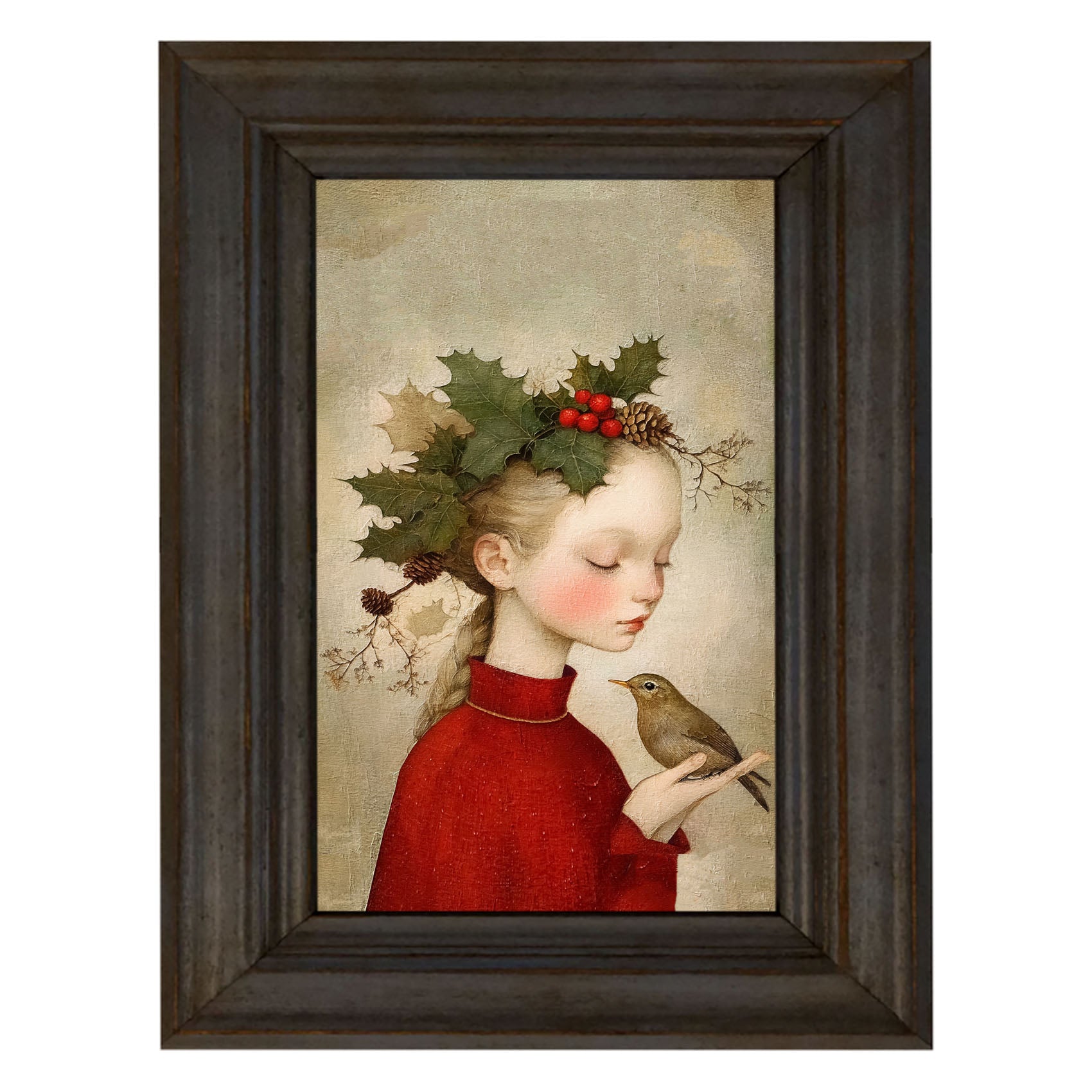 Girl with Holly and Bird