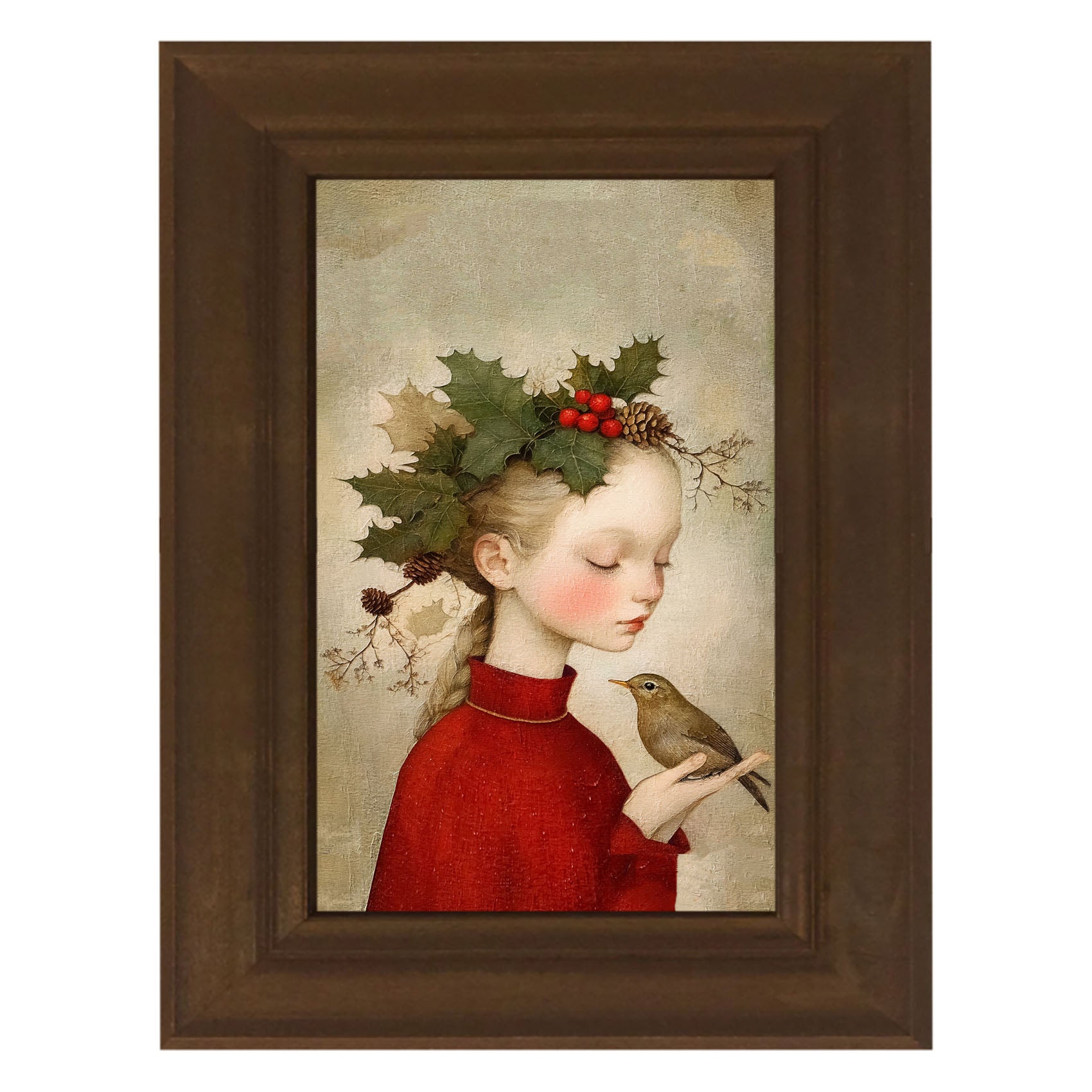 Girl with Holly and Bird