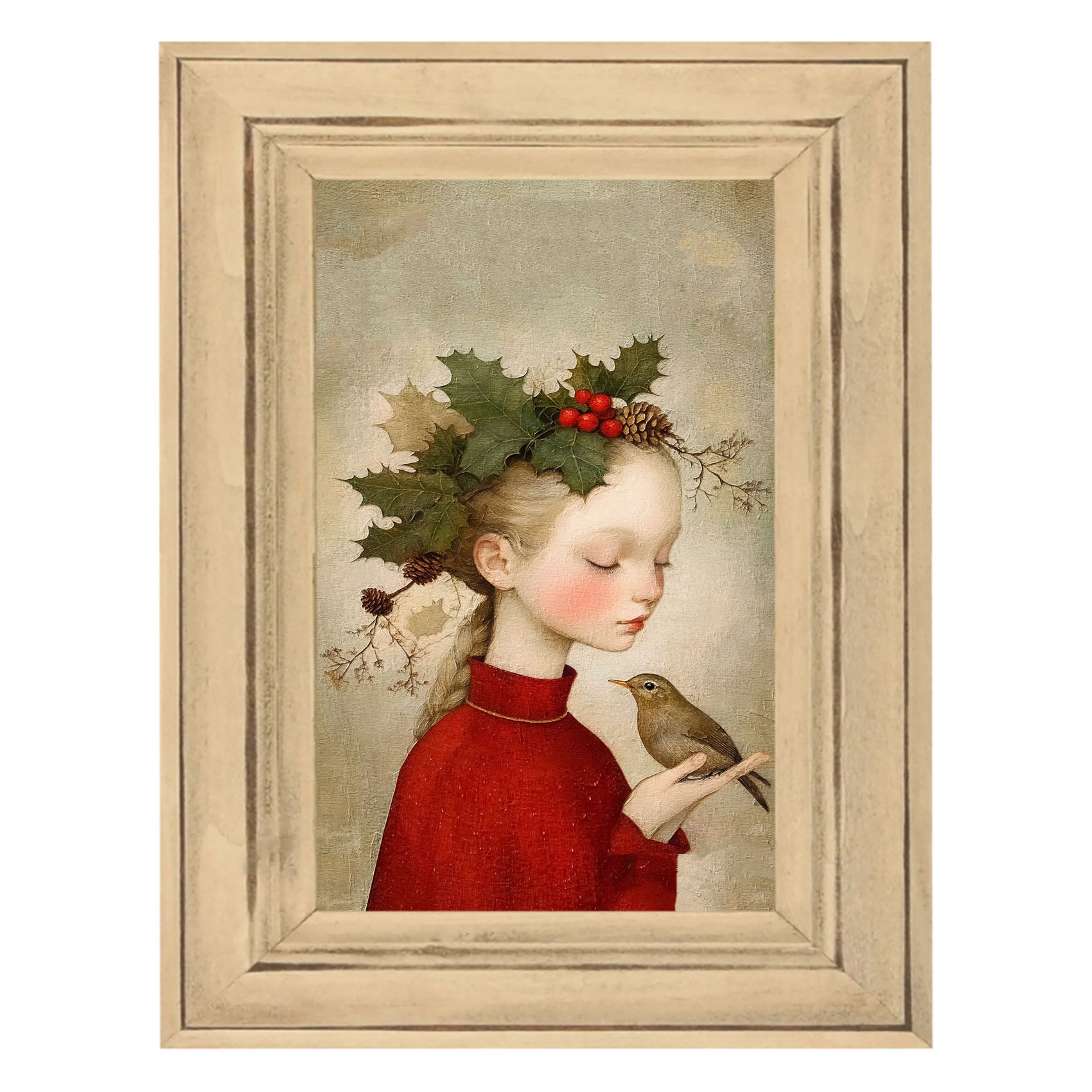 Girl with Holly and Bird