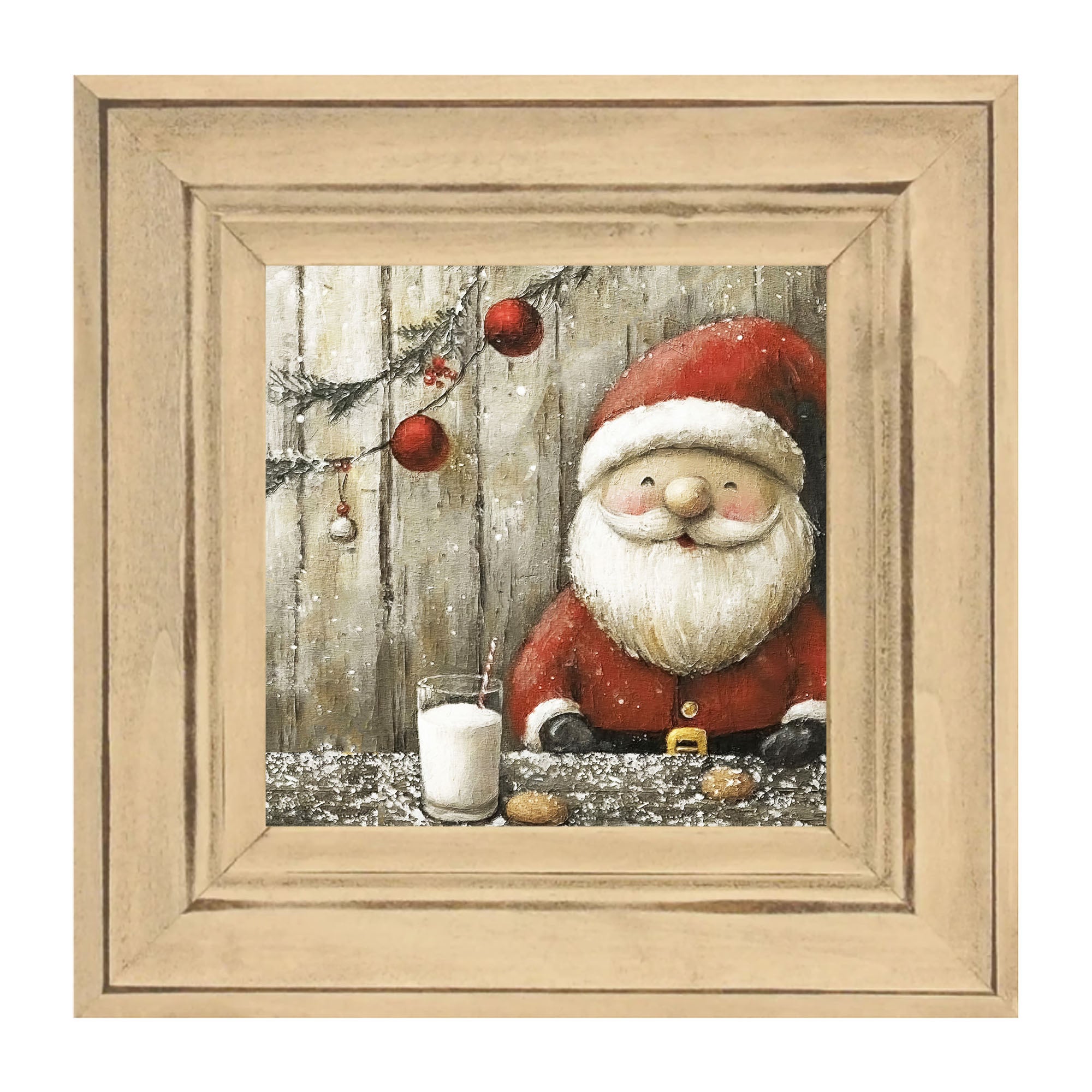 Santa enjoying Cookies and milk