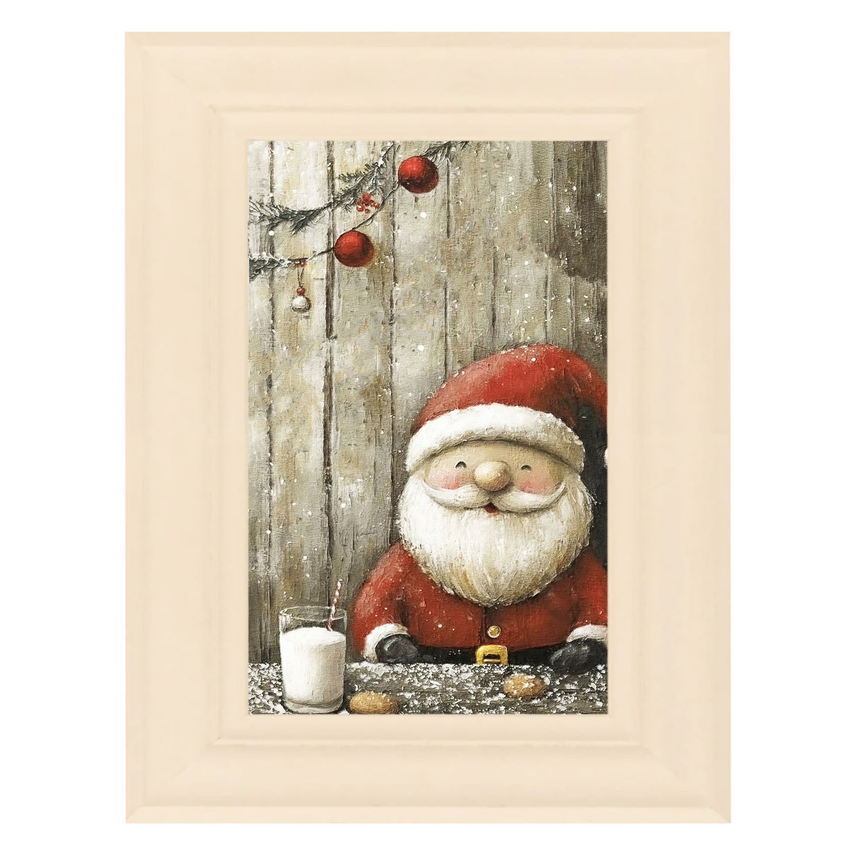 Santa enjoying Cookies and milk