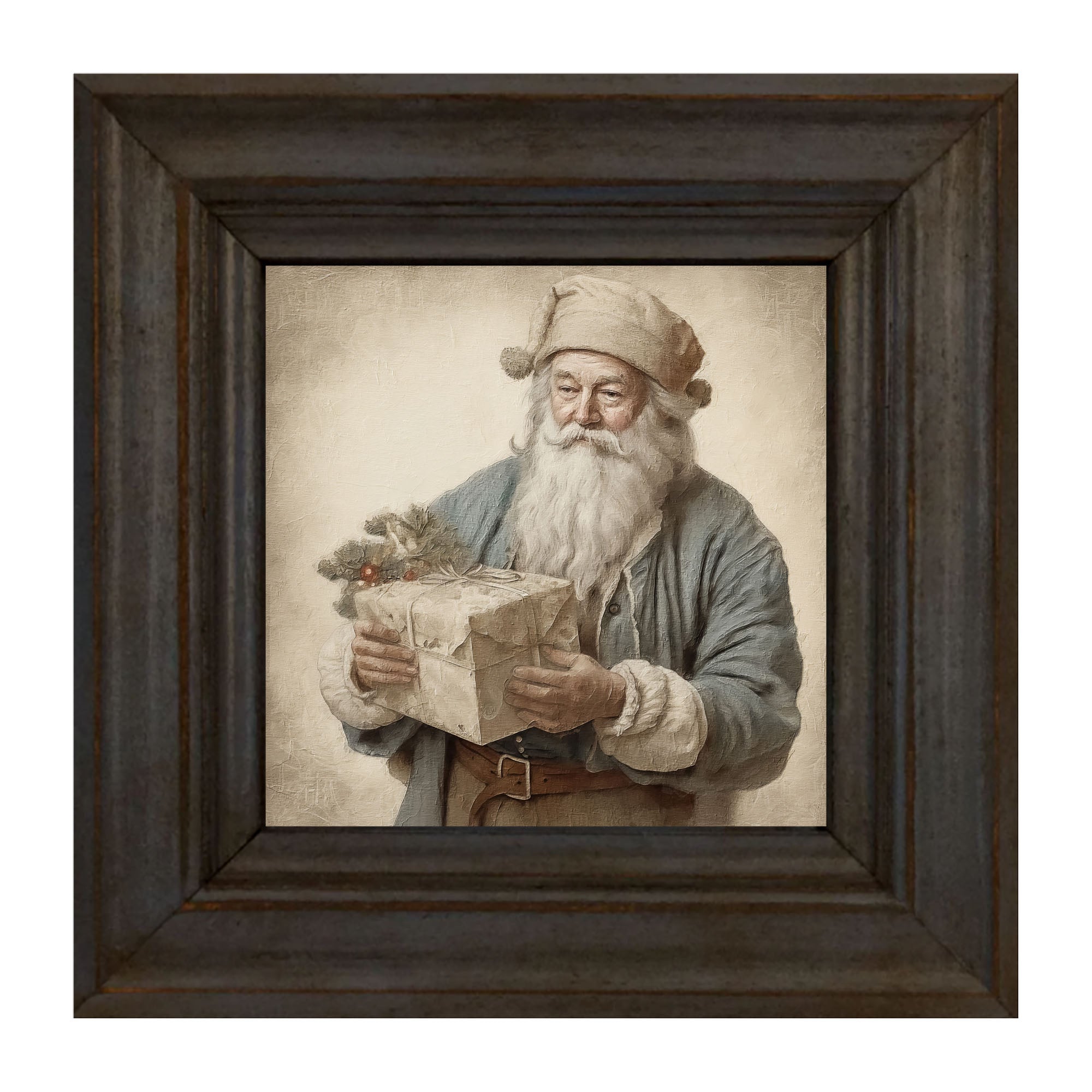 Santa handing out a present