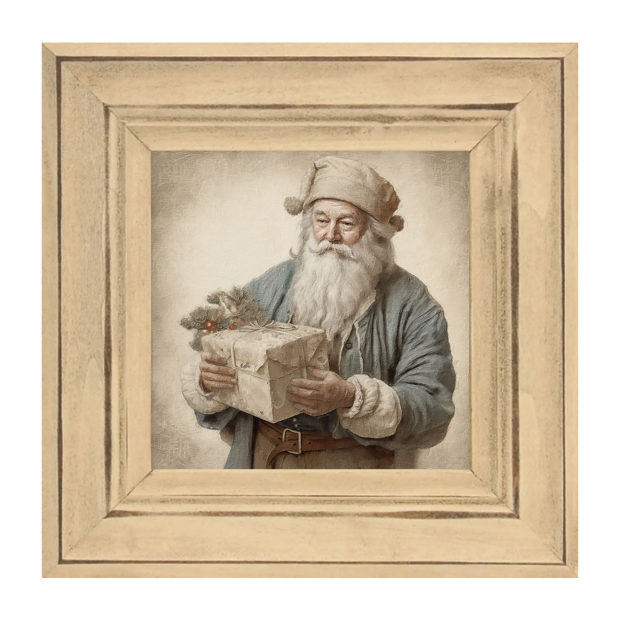 Santa handing out a present