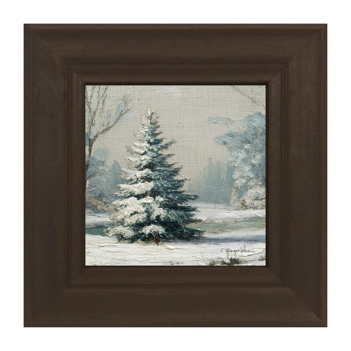 Snowy Pine near Pond