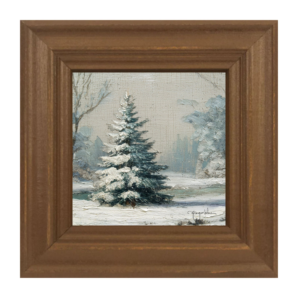 Snowy Pine near Pond