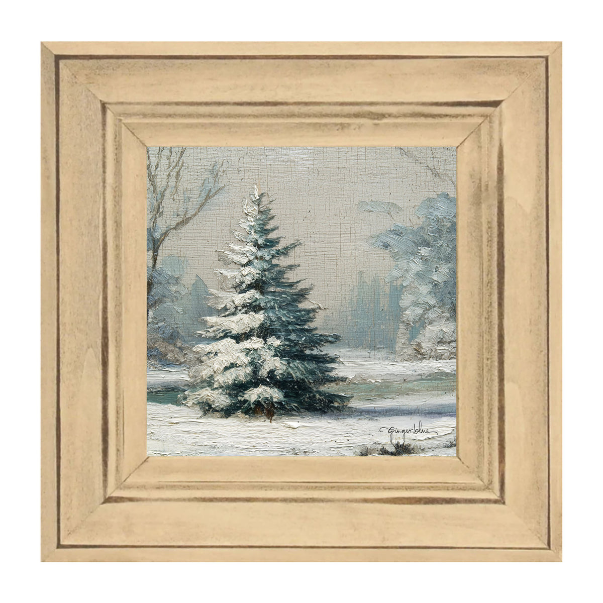 Snowy Pine near Pond