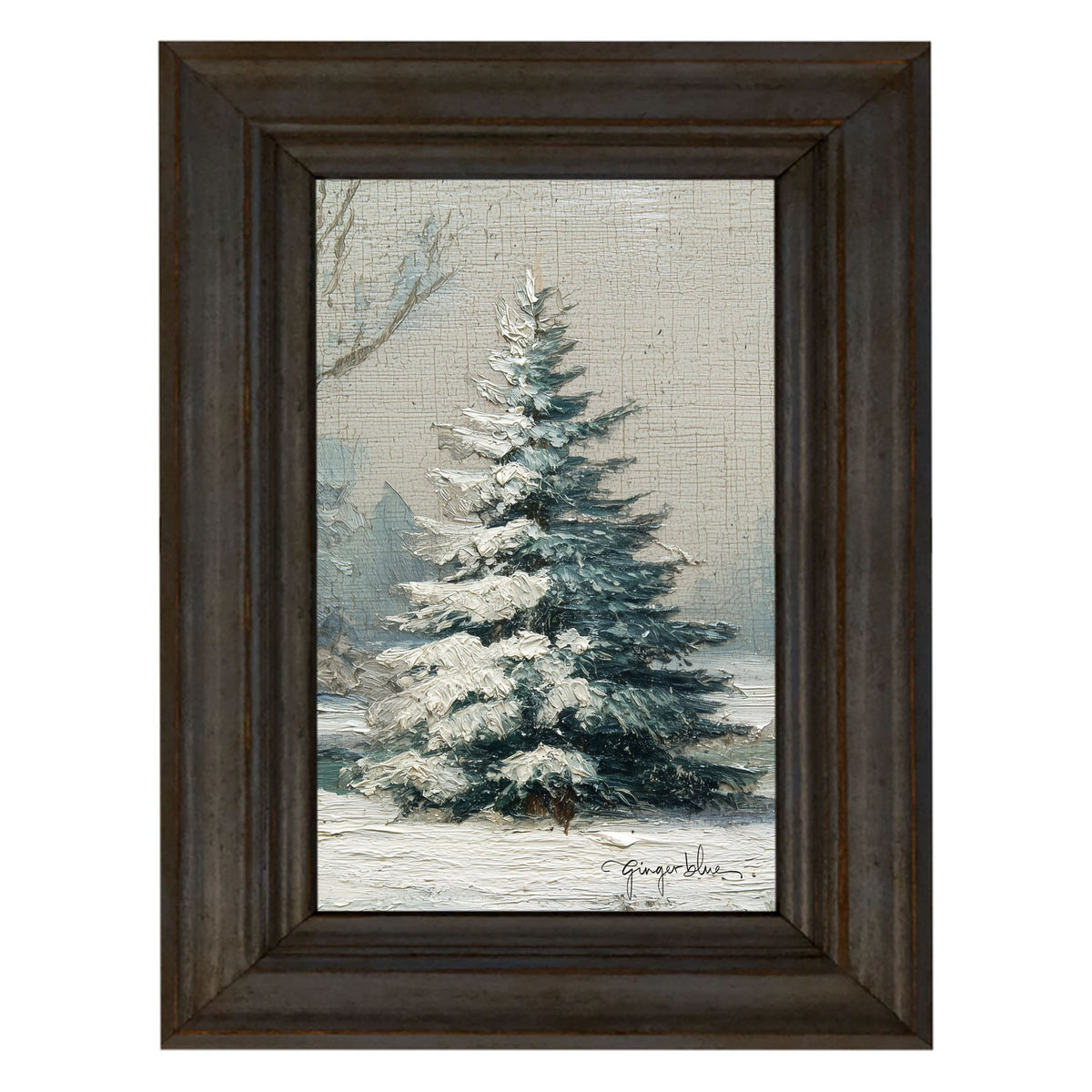 Snowy Pine near Pond