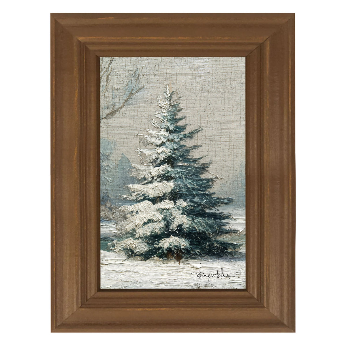 Snowy Pine near Pond