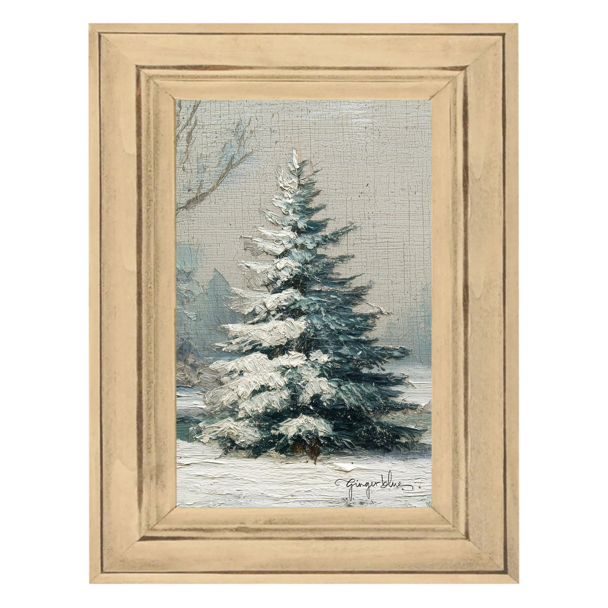 Snowy Pine near Pond