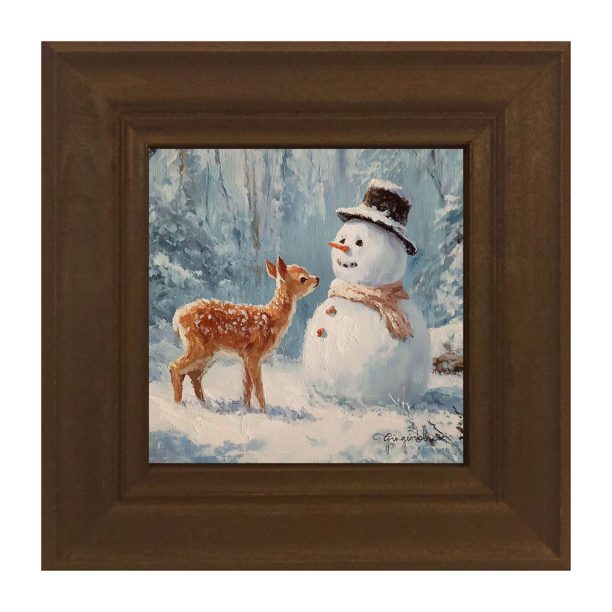 Deer with Snowman Friend