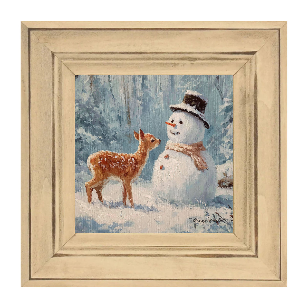 Deer with Snowman Friend