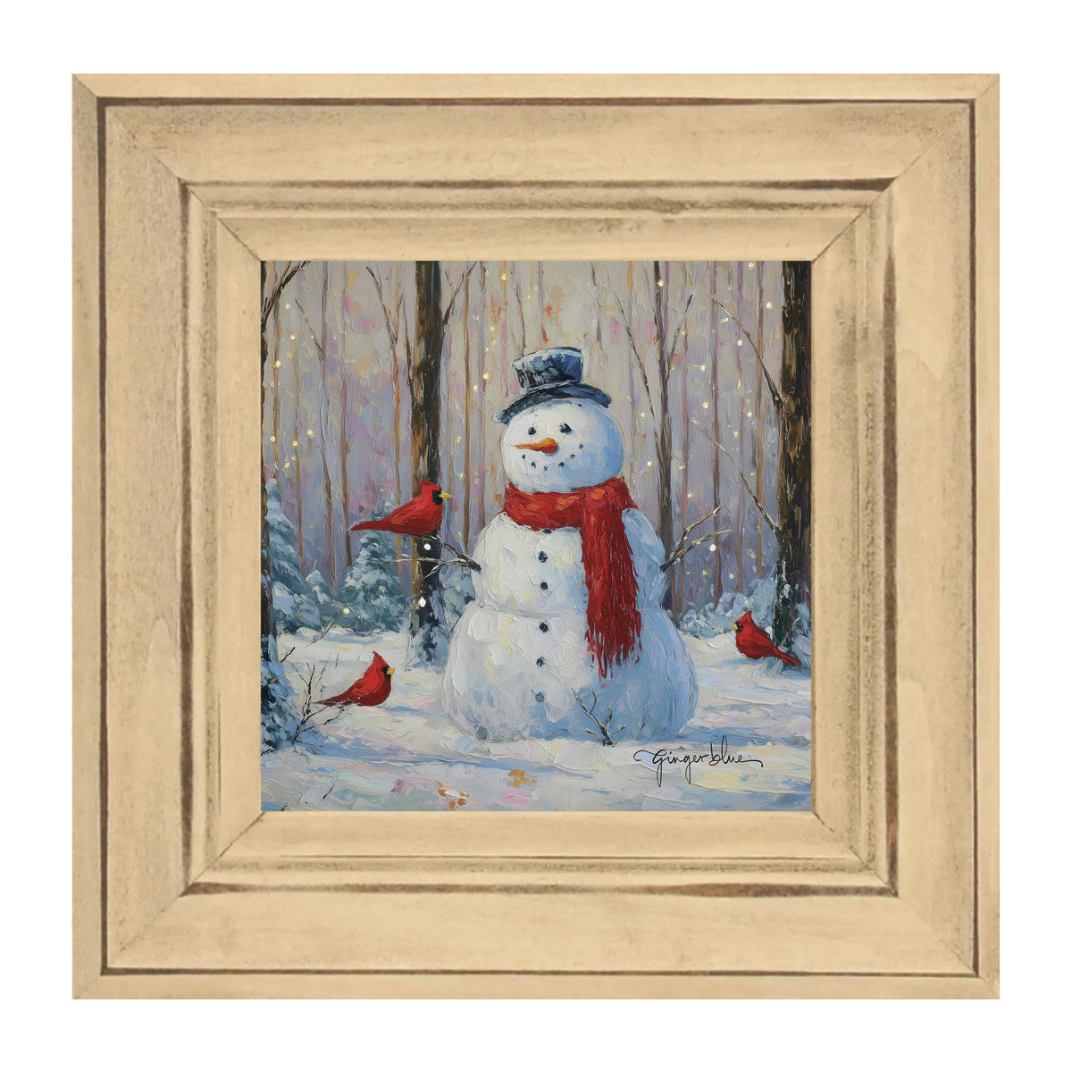 Snowman with Cardinals
