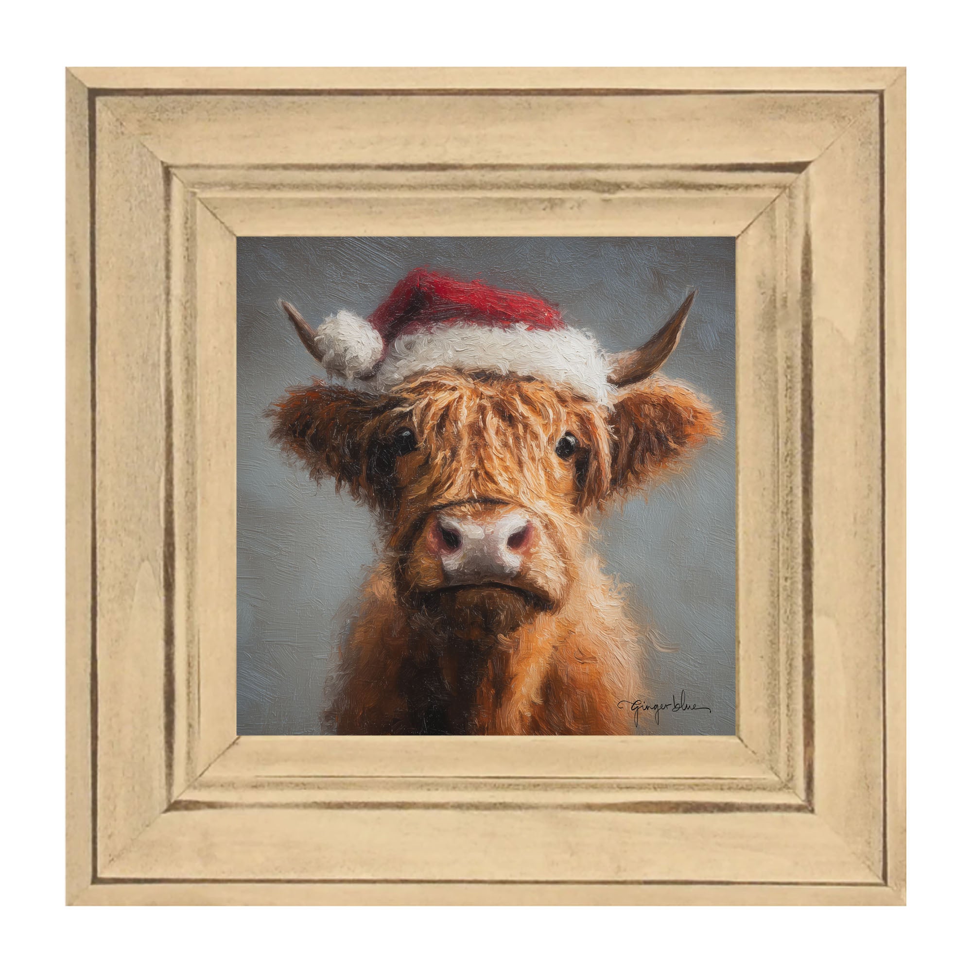 Santa Hat Highland Cow
