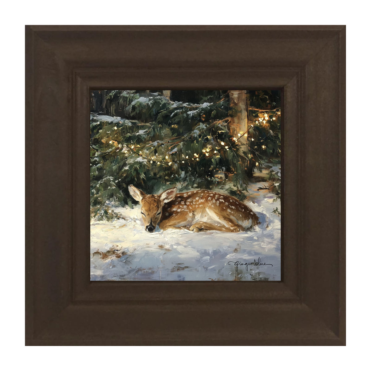 Deer Sleeping under Pine Tree