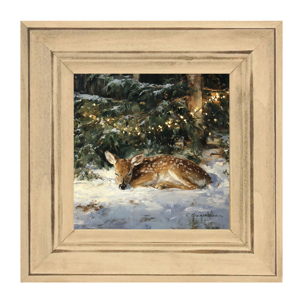 Deer Sleeping under Pine Tree