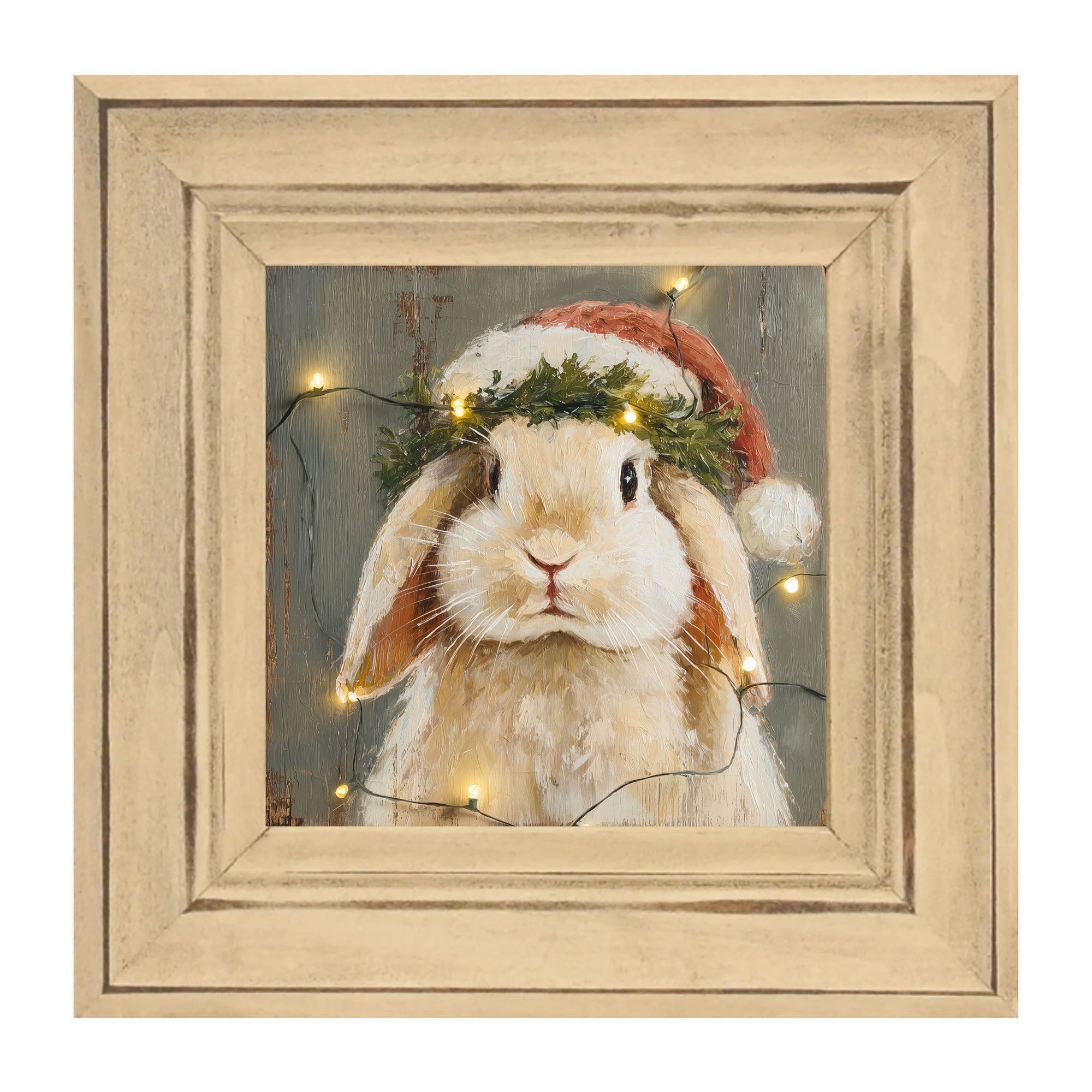 Christmas Lights with Tan Bunny