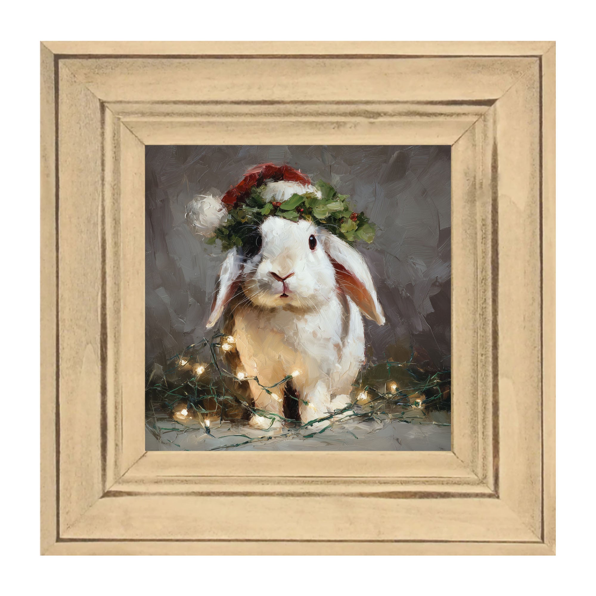 Christmas Lights with White Bunny