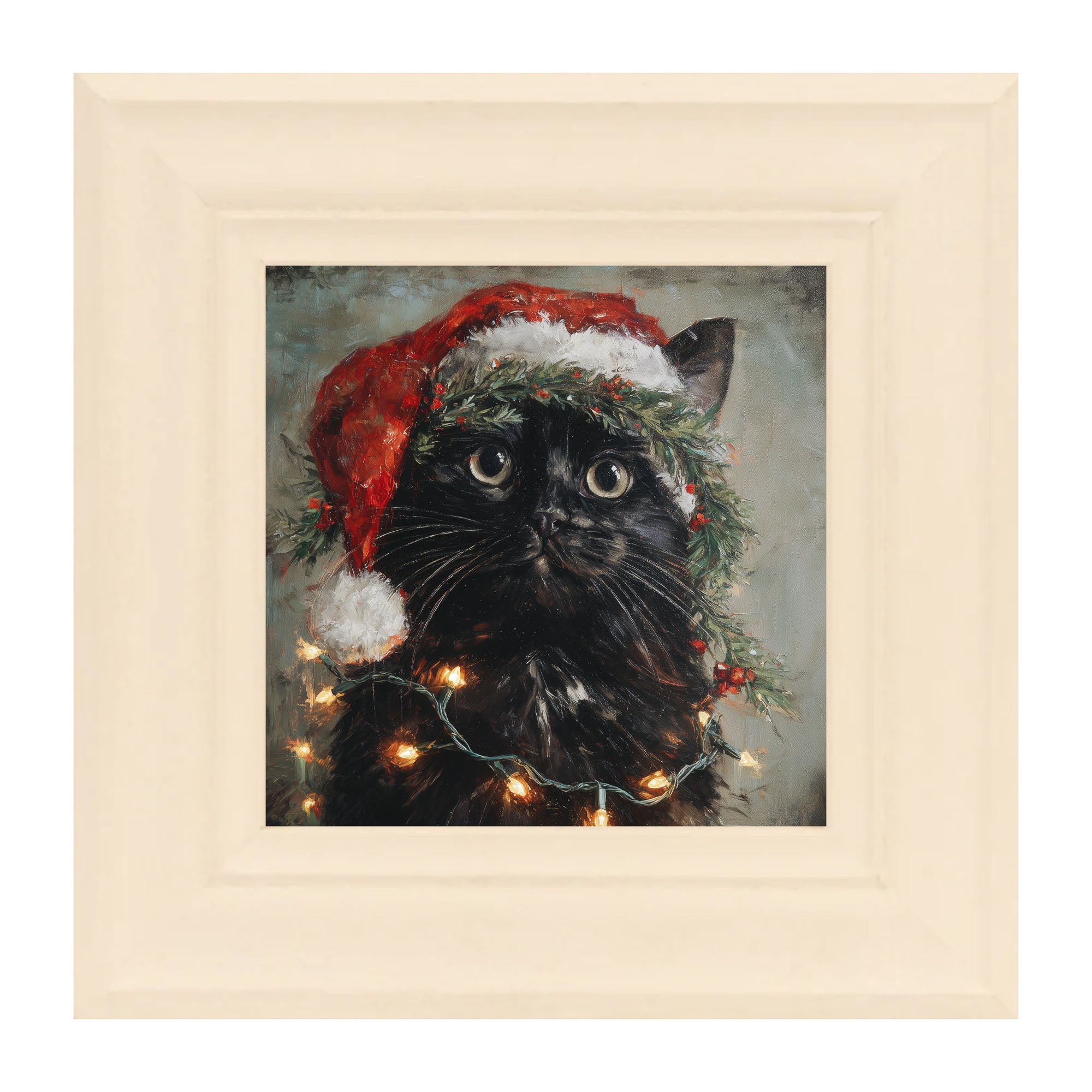 Christmas Lights with Black Cat