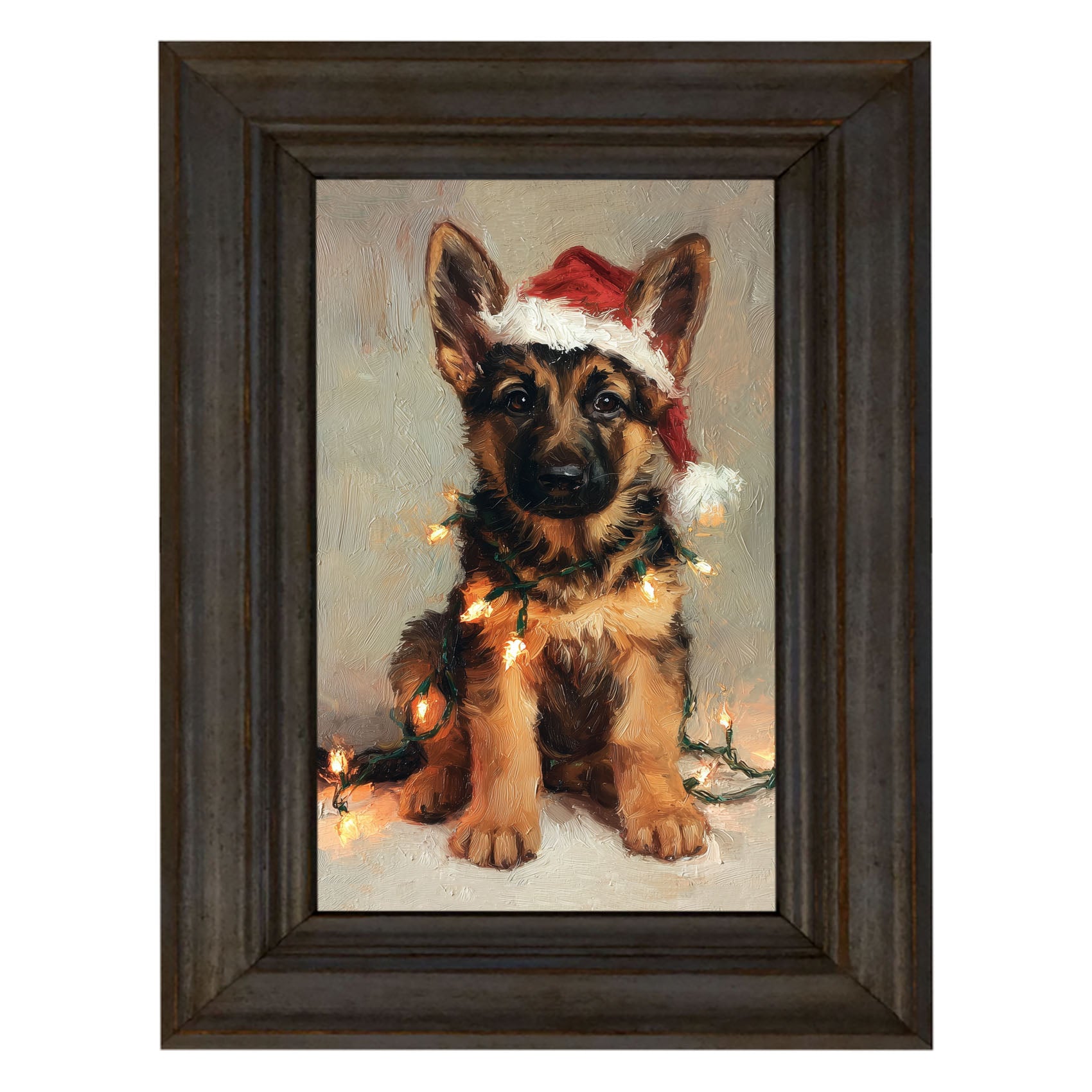 Christmas Lights with German Shepard