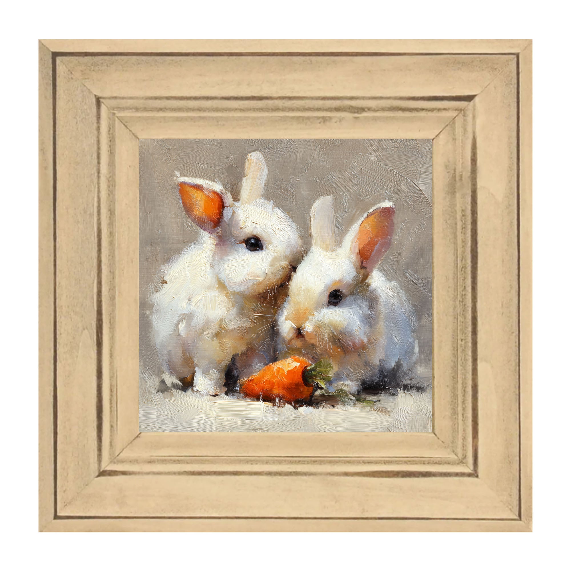 Two Bunnies with Carrot