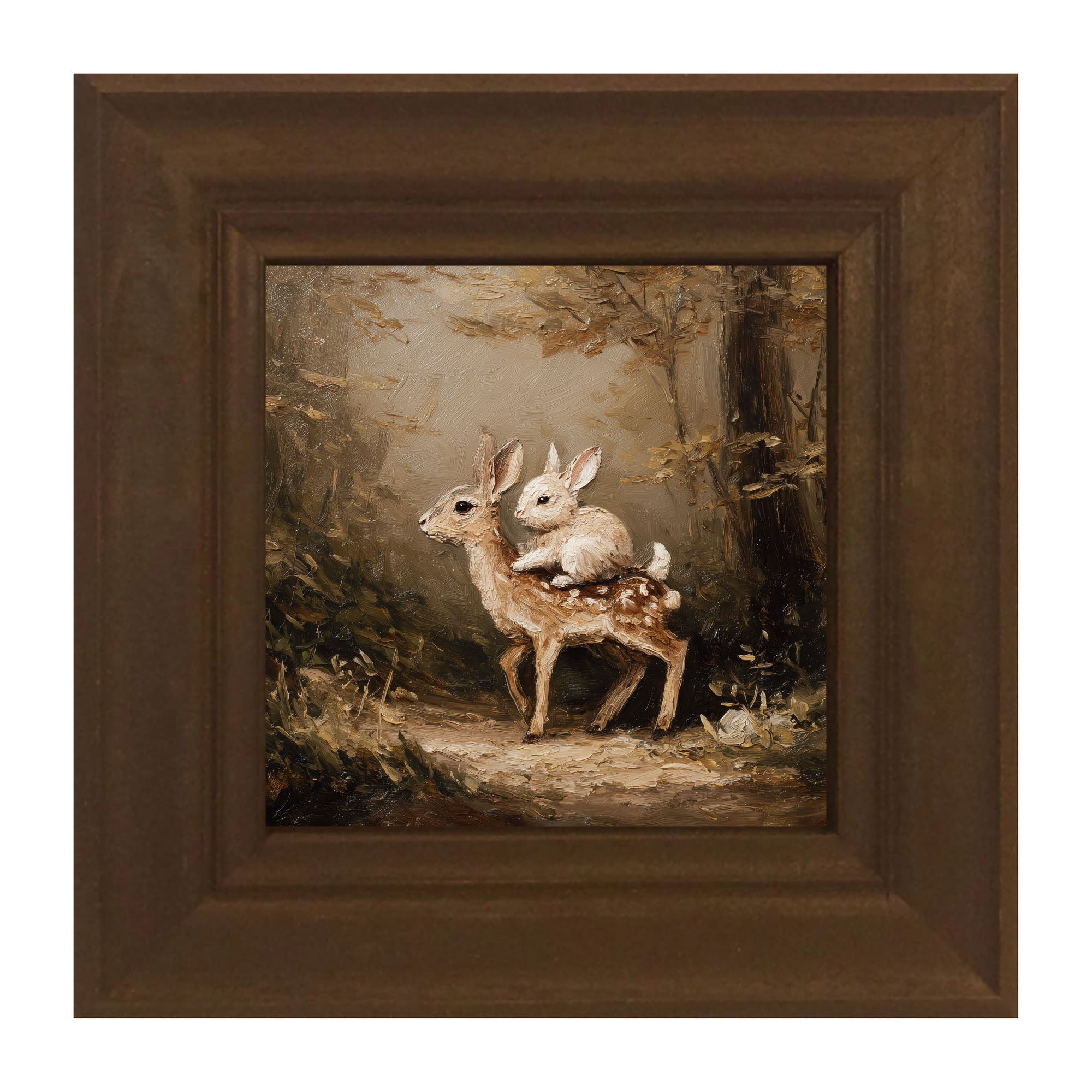 Bunny on Deer in Forest
