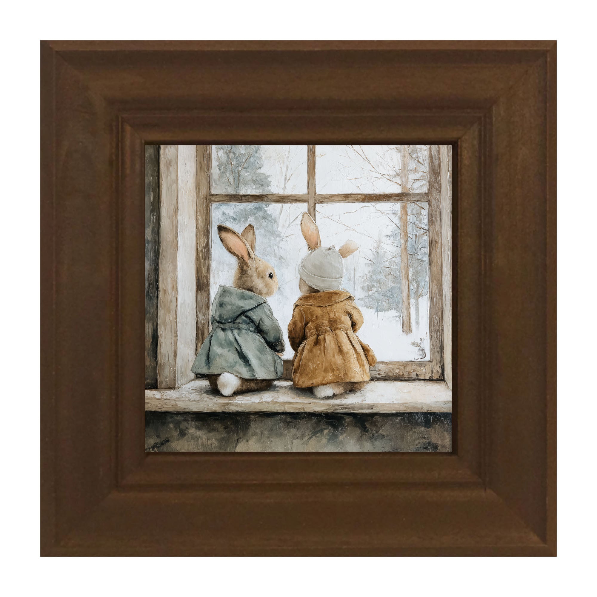 Bunnies Watching a Snowfall