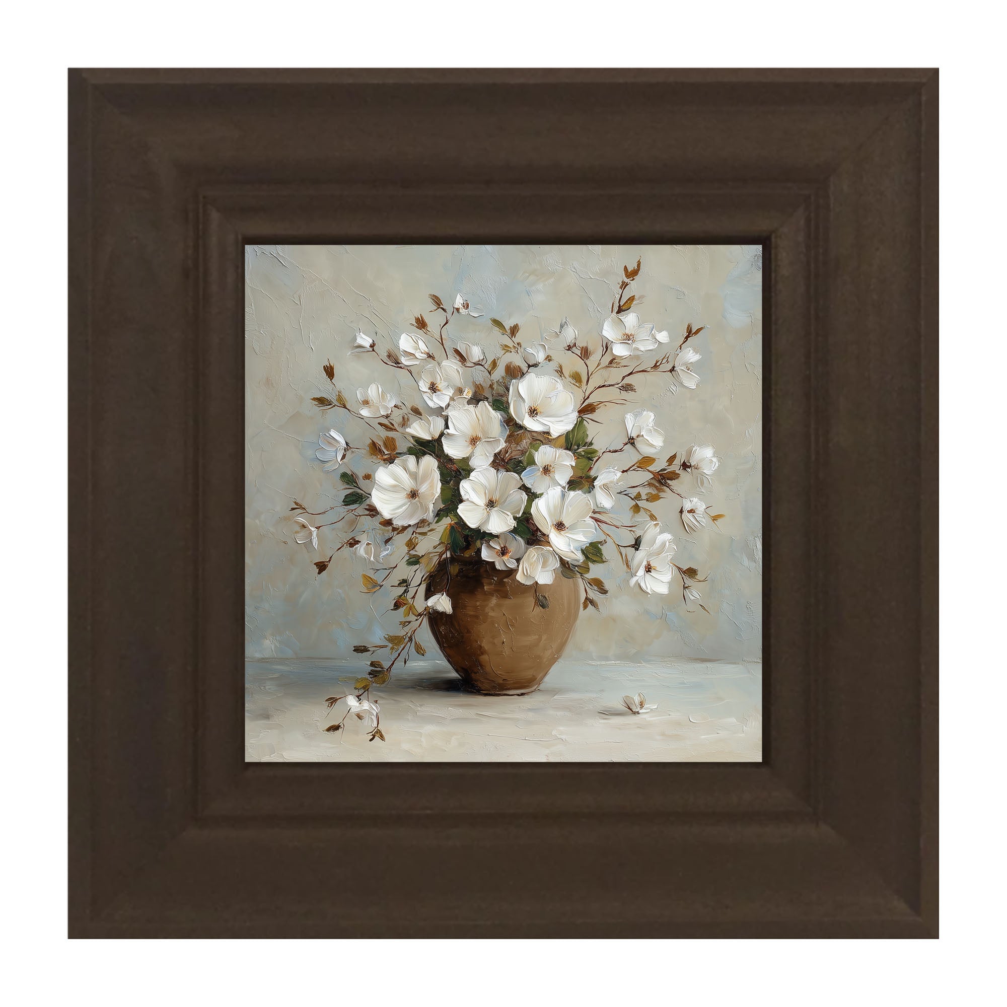 Copper Vase with White Floral Bouquet