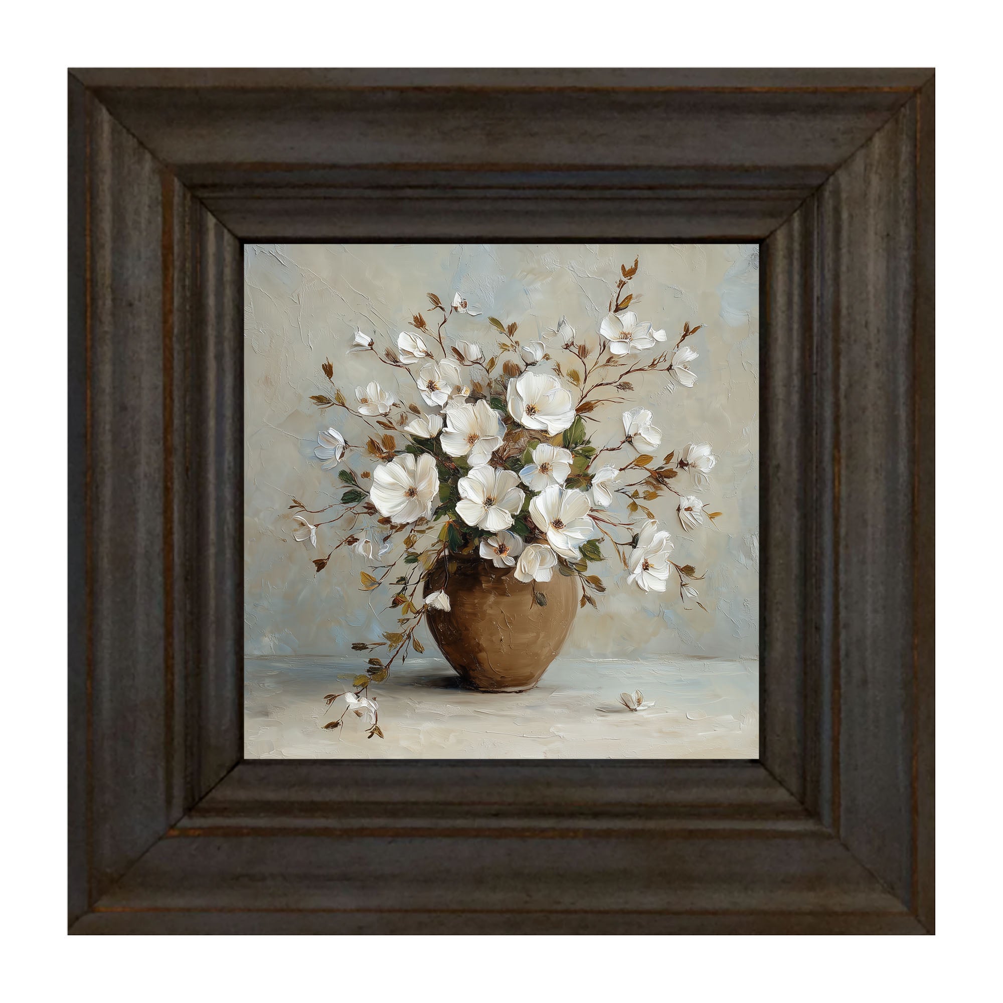 Copper Vase with White Floral Bouquet