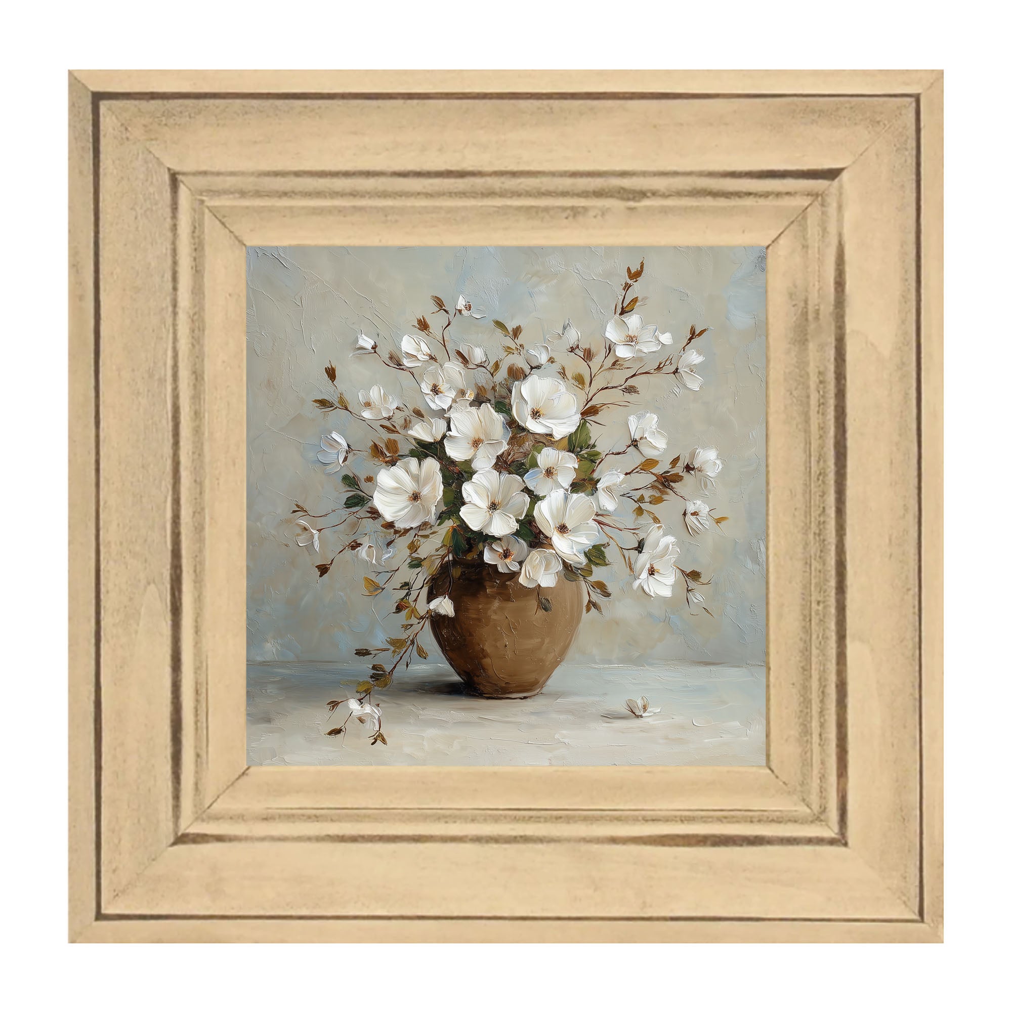 Copper Vase with White Floral Bouquet