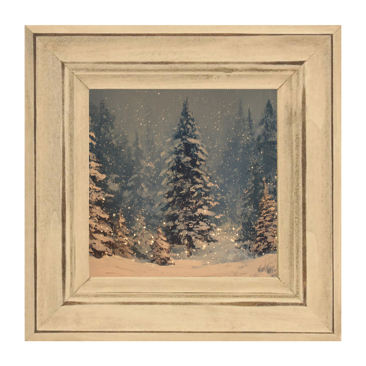 Snow Falling on Pines