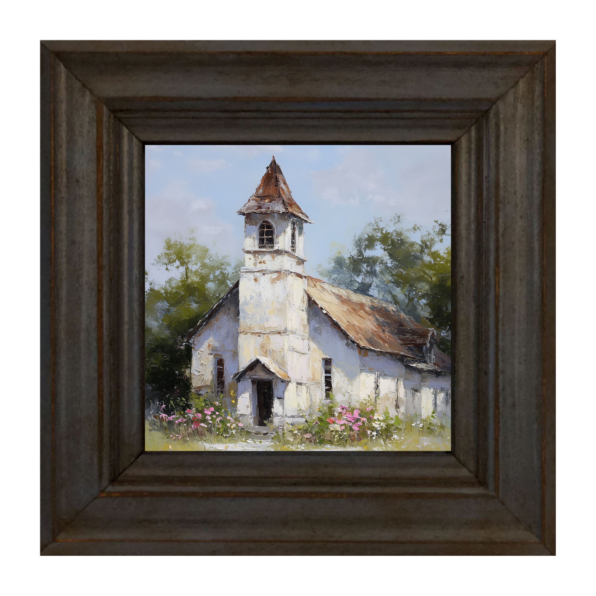 Country Church with Wildflowers