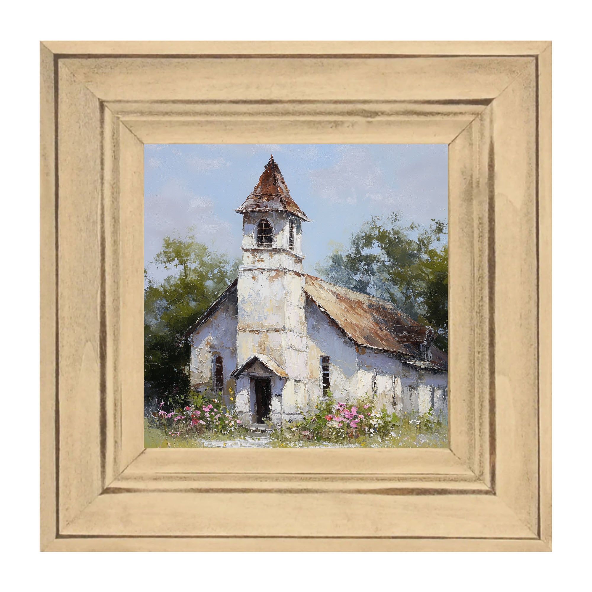 Country Church with Wildflowers