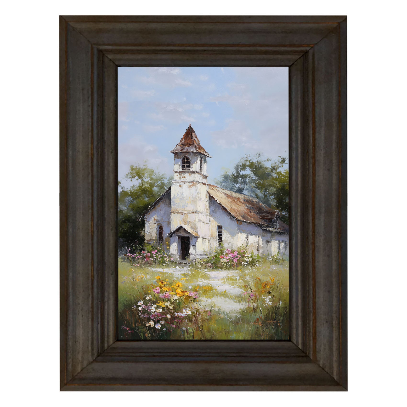 Country Church with Wildflowers