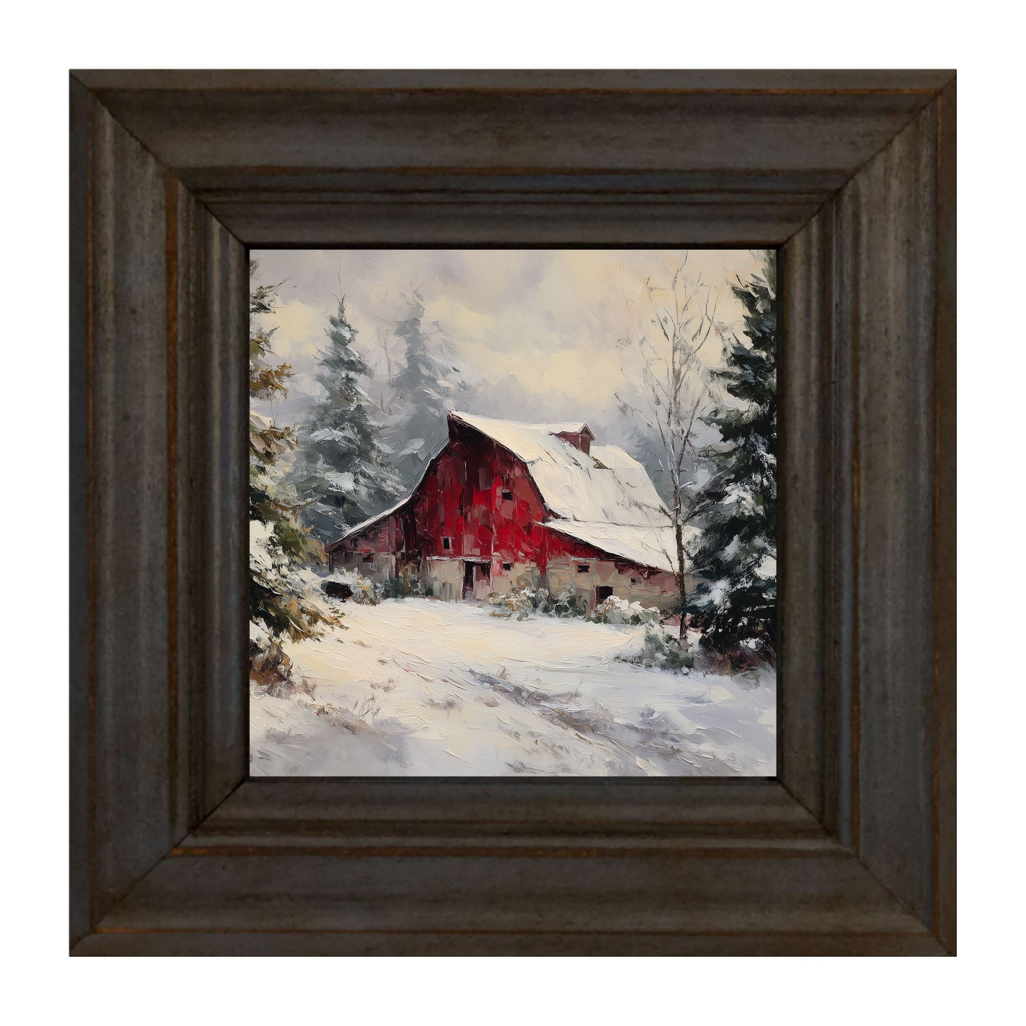 Red Country Barn in Winter