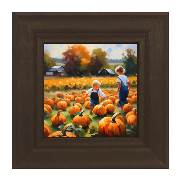 Kids in pumpkin patch