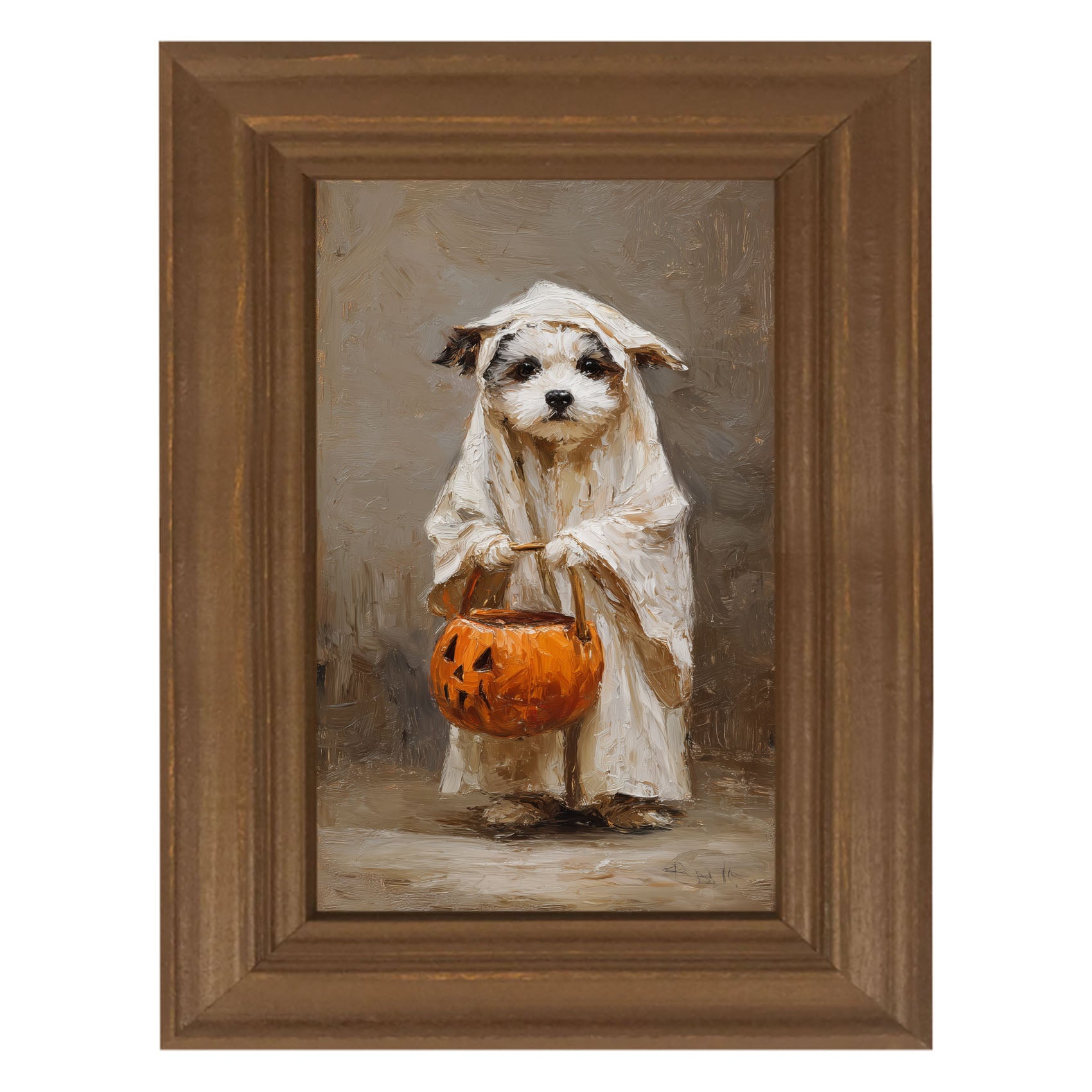 Trick or Treating Pets - Dog as a Ghost