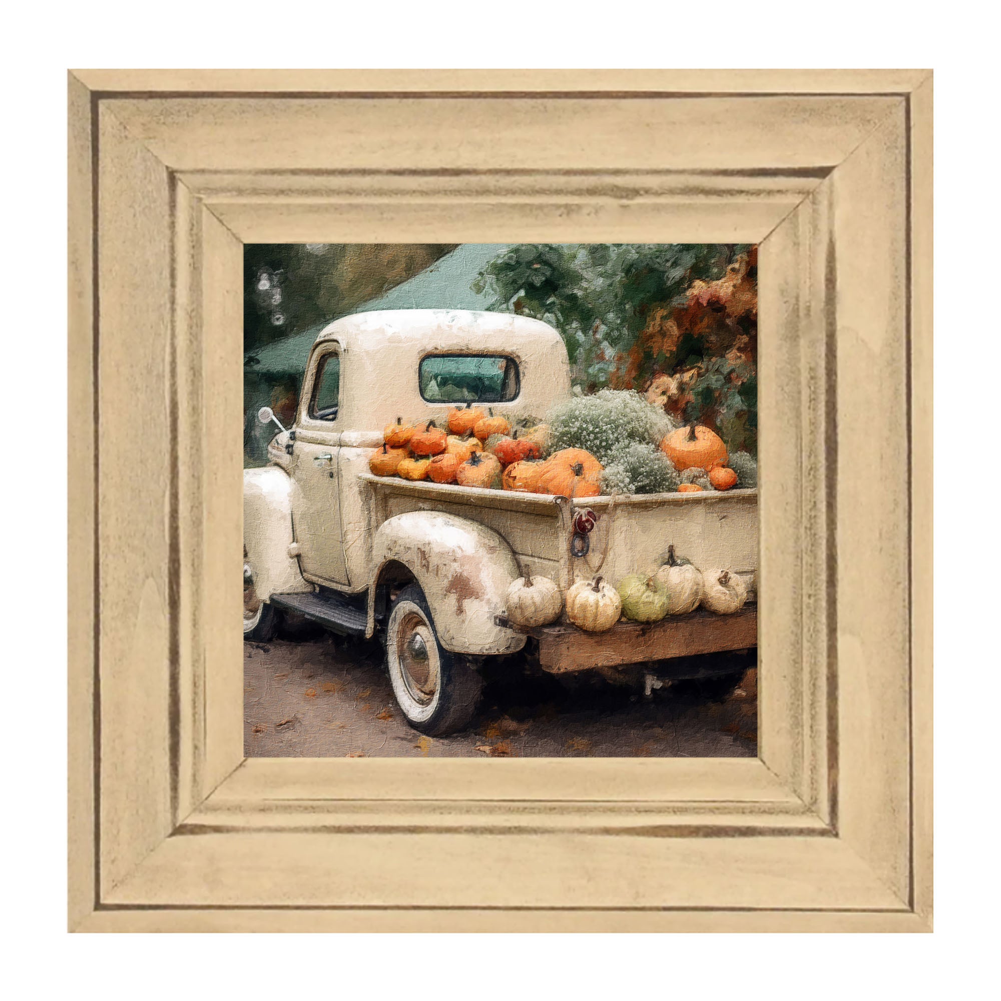 White Truck with Pumpkins