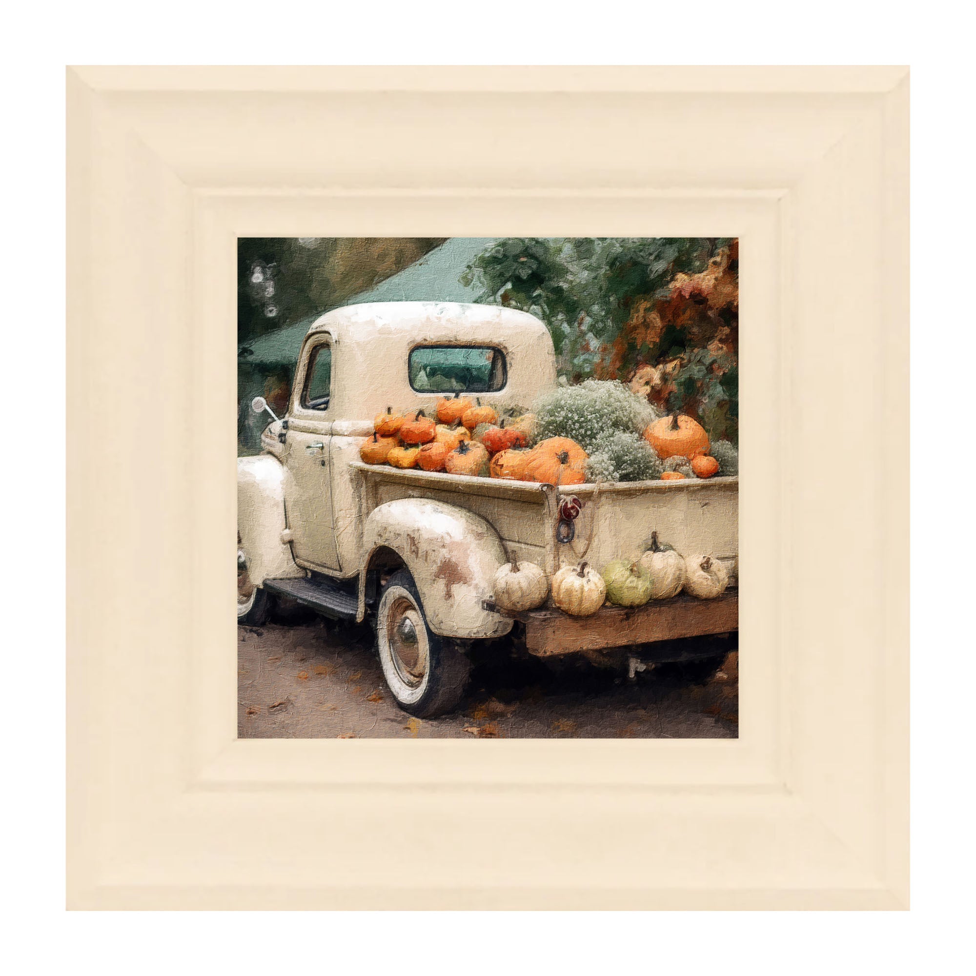 White Truck with Pumpkins