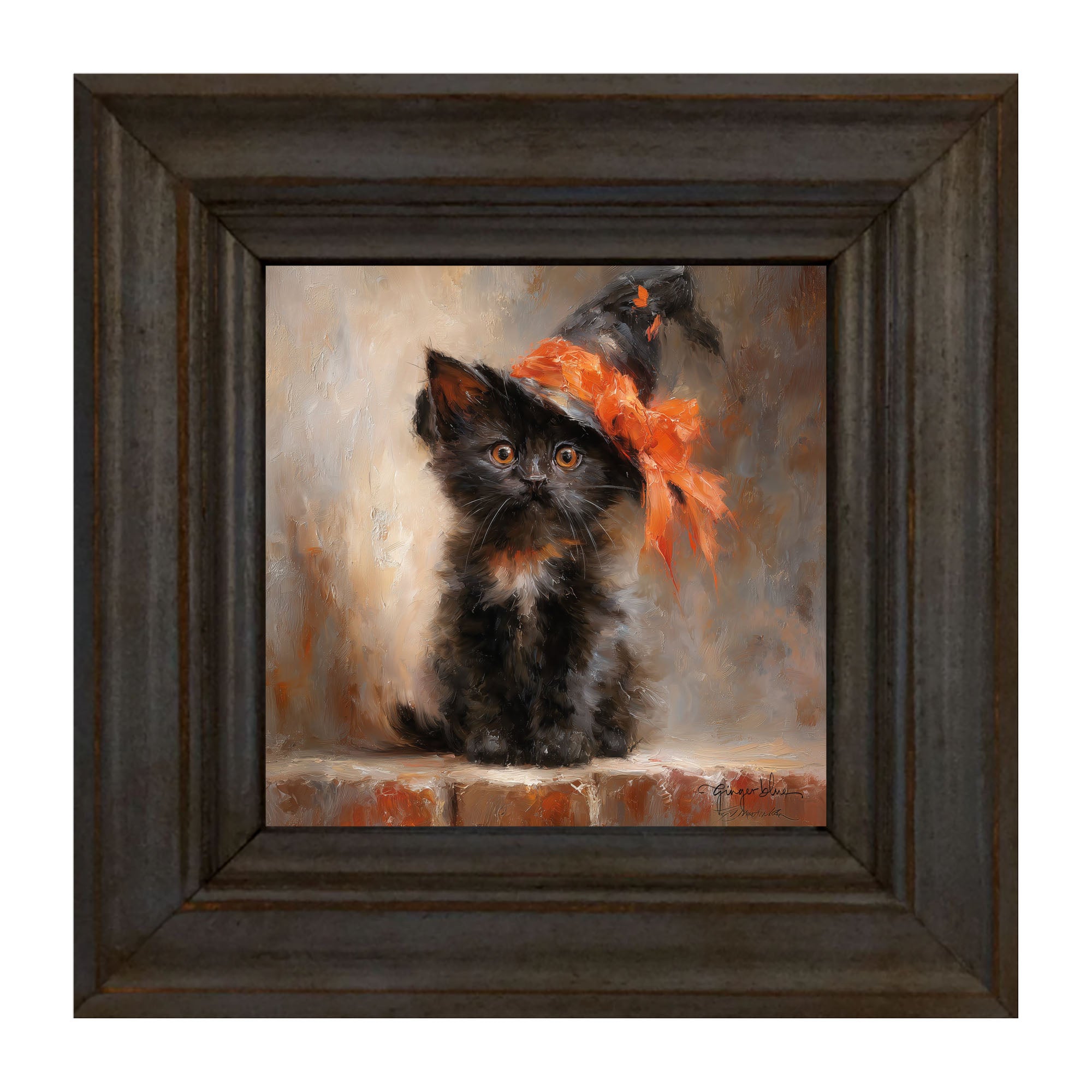 Black Kitten with Witch Hat