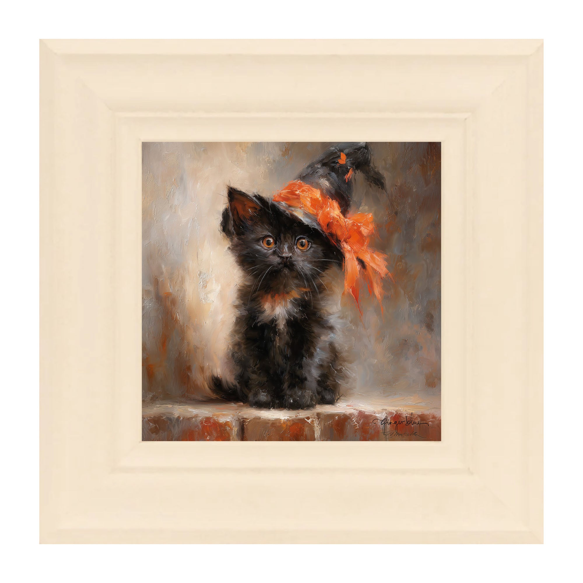 Black Kitten with Witch Hat