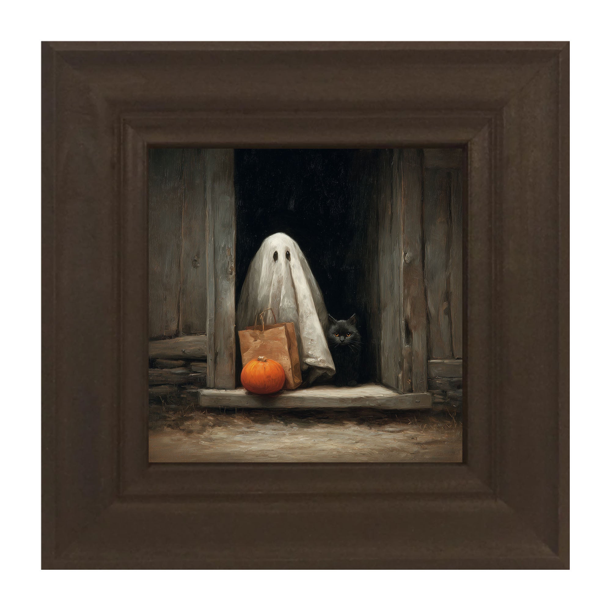 Ghost with Black Cat Trick or Treating